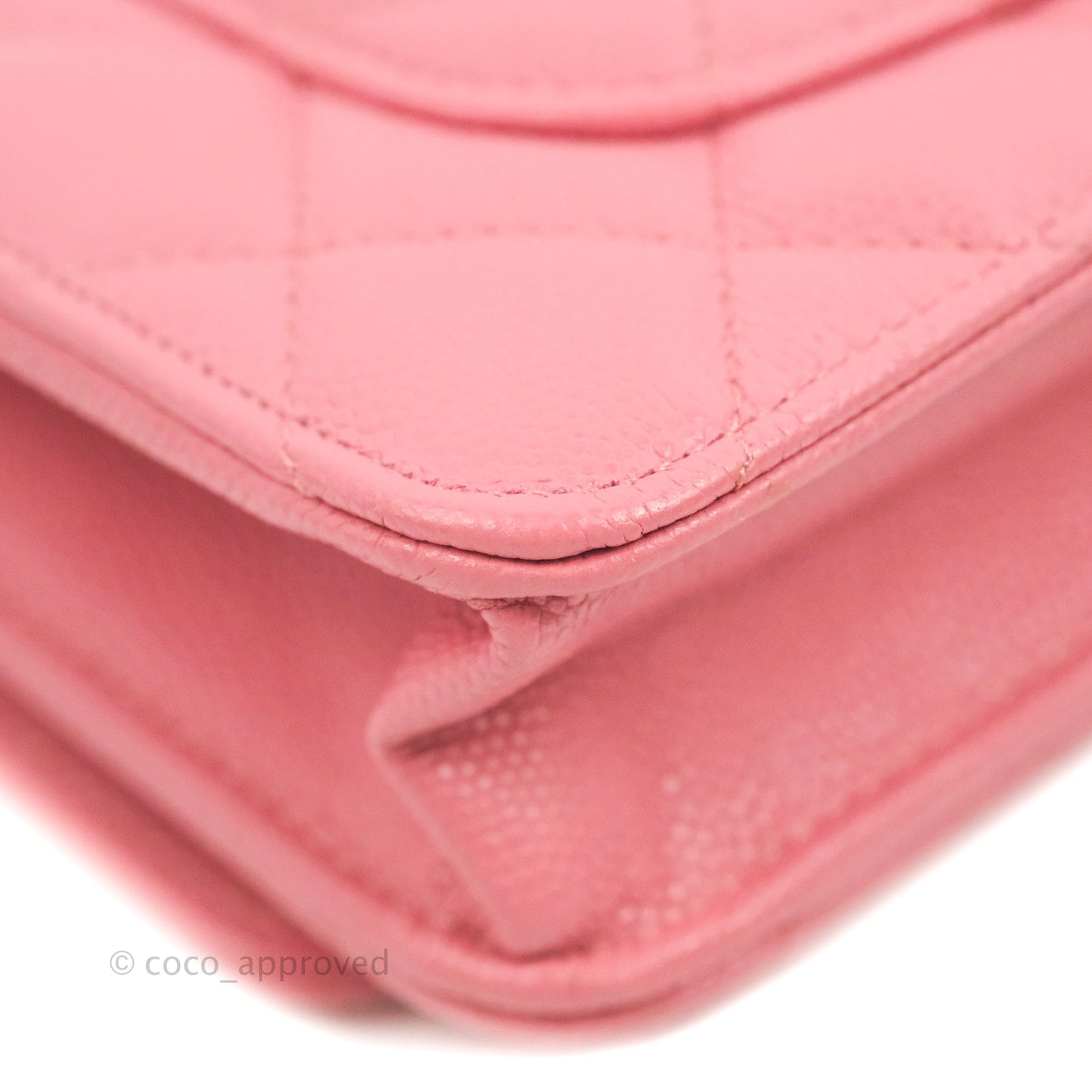 Chanel Quilted Classic Wallet on Chain WOC Pink Caviar Gold Hardware