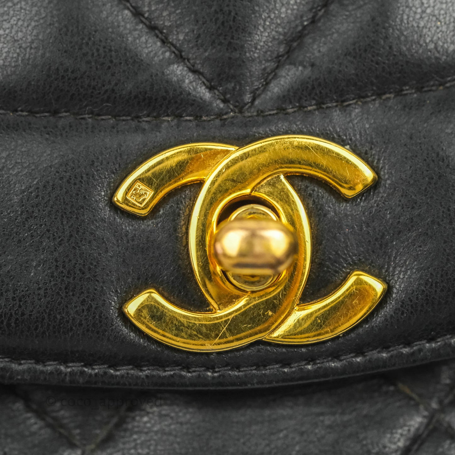 Chanel Vintage Small Classic Diana Flap Bag Black Lambskin 24K Gold Hardware