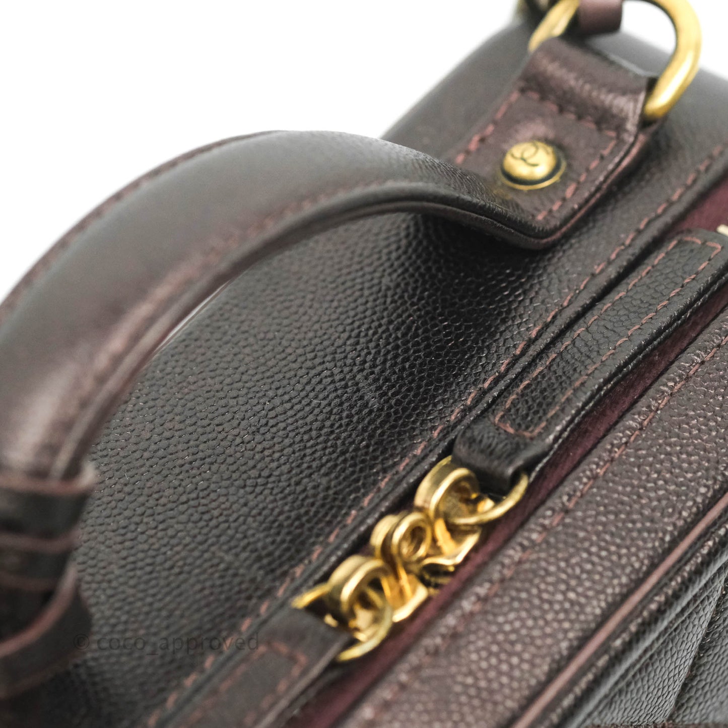Chanel Quilted Medium CC Filigree Vanity Case Iridescent Burgundy Caviar Gold Hardware