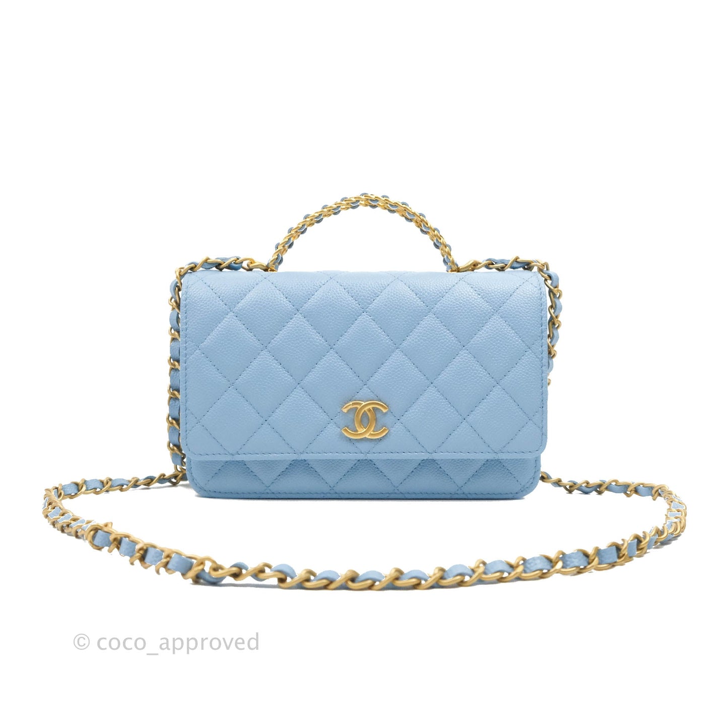 Chanel Top Handle Pick Me Up Wallet On Chain WOC Blue Caviar Gold Hardware 22S