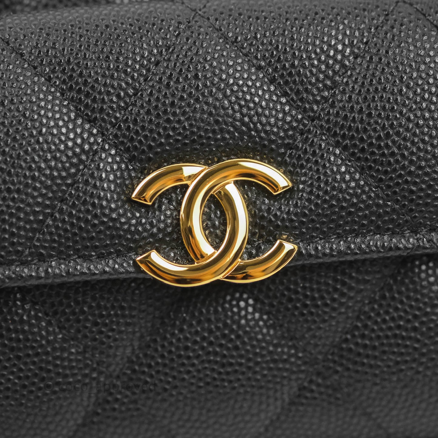 Chanel Quilted Pocket Long Wallet On Chain Black Caviar Gold Hardware 22A