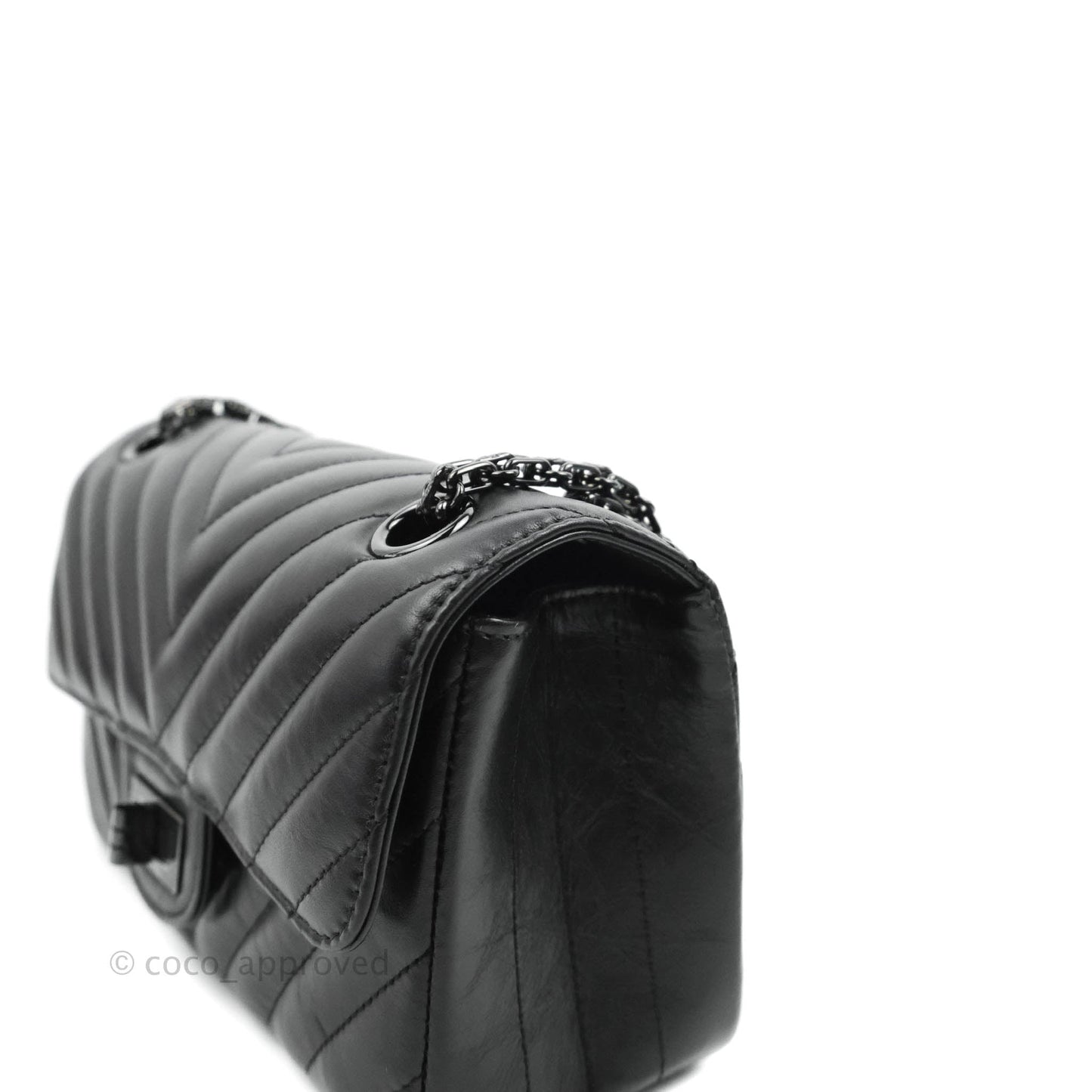 Chanel Mini Reissue 224 So Black Chevron Calfskin Black Hardware