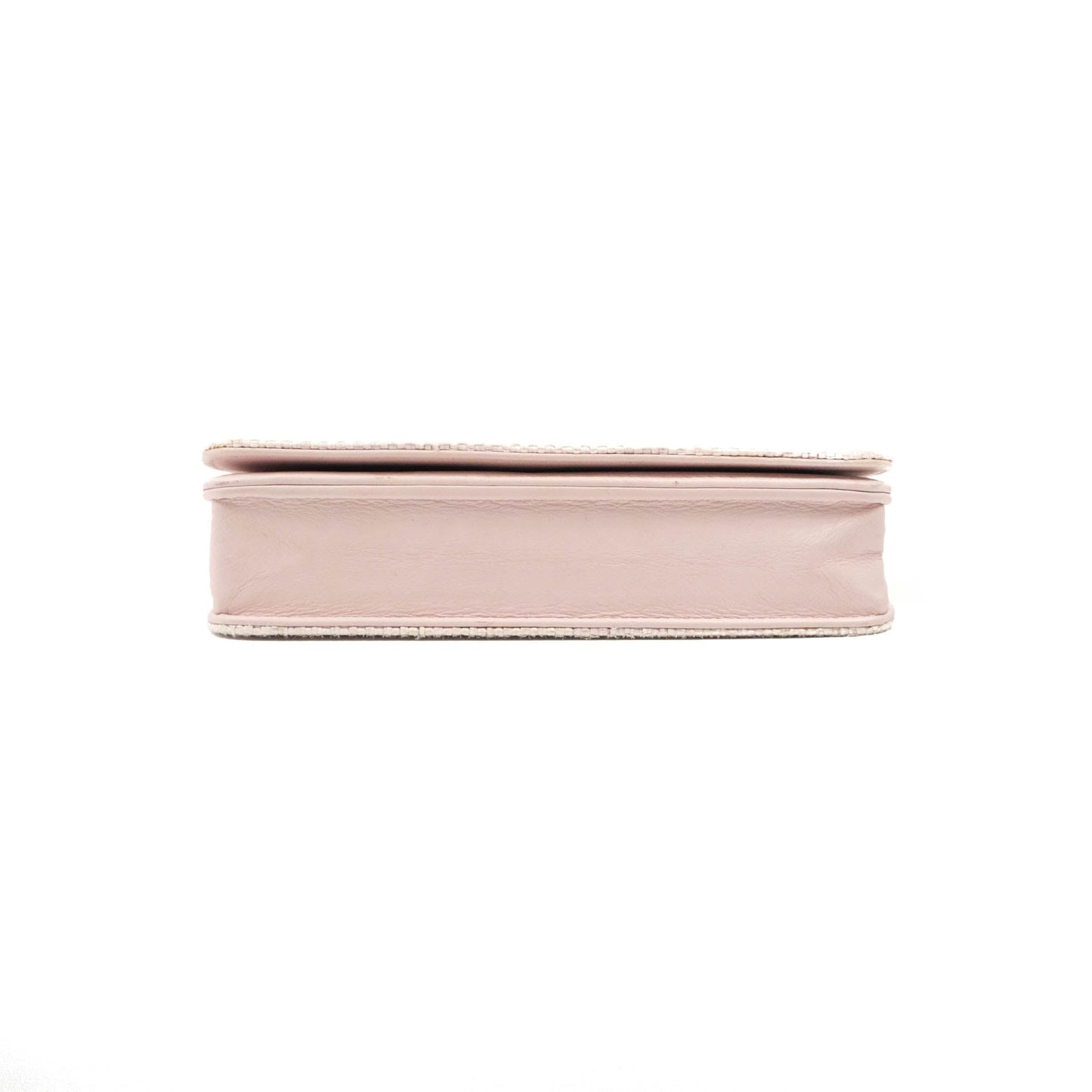 Chanel Deauville Wallet On Chain WOC Pink Canvas Silver Hardware