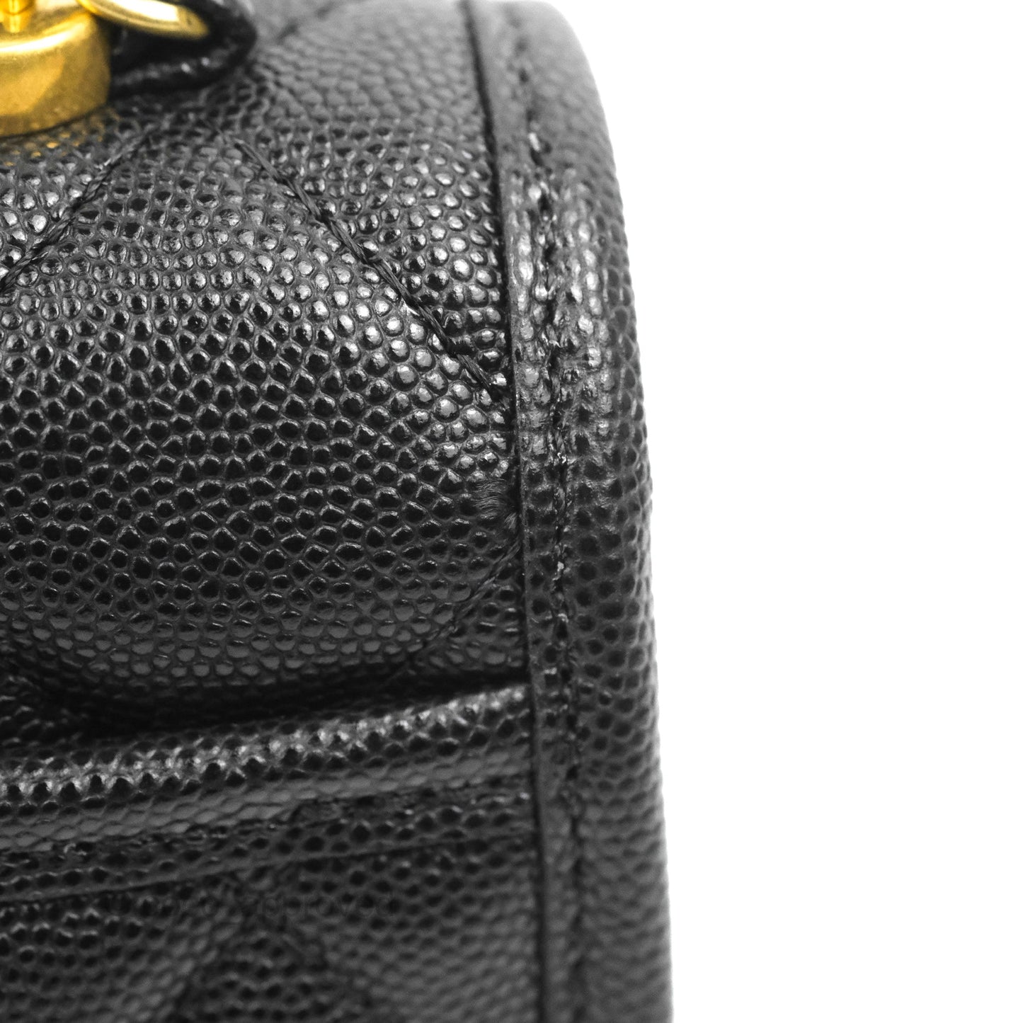 Chanel Mini School Memory Top Handle Flap Bag Black Caviar Aged Gold Hardware