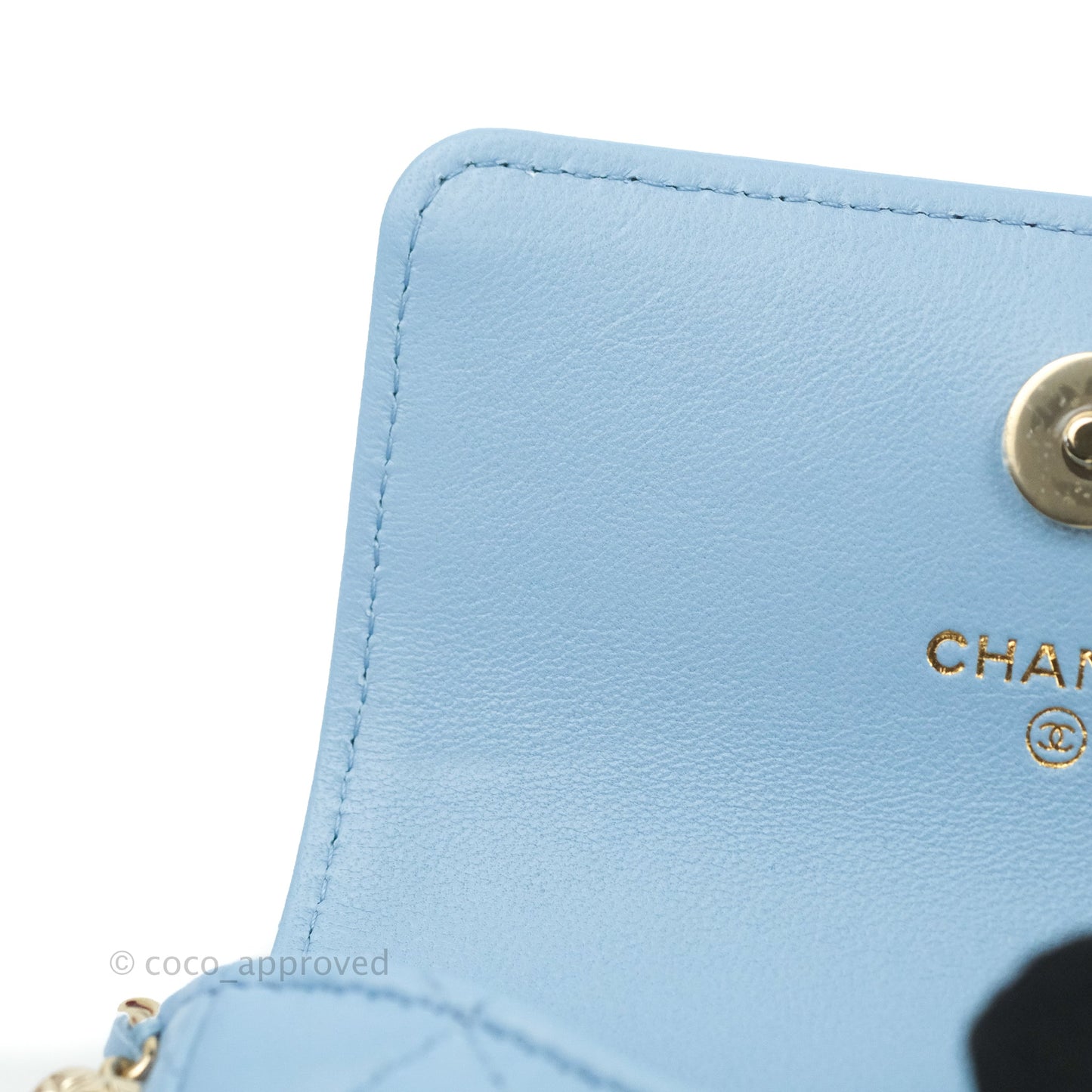 Chanel Mini Clutch With Chain Blue Lambskin Gold Hardware