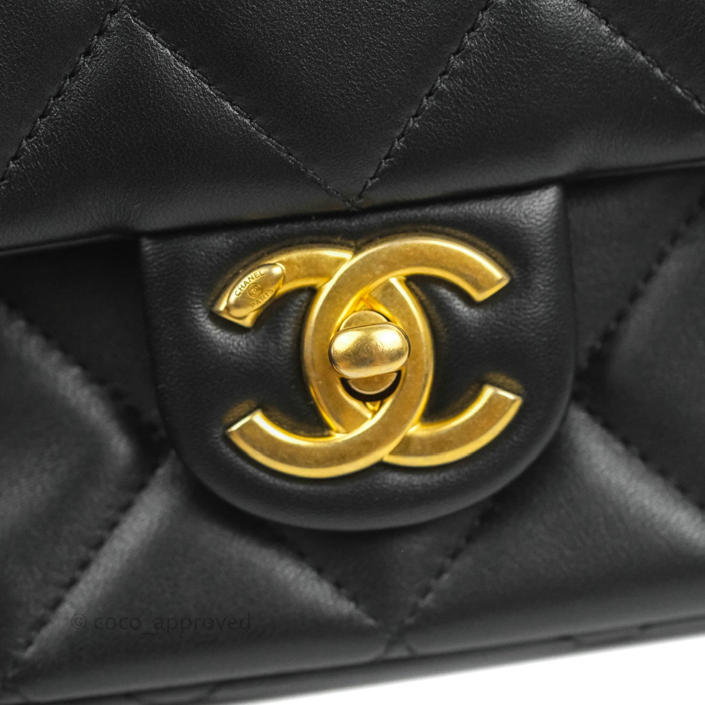 Chanel Quilted My Perfect Mini With Pearl Black Lambskin Gold Hardware