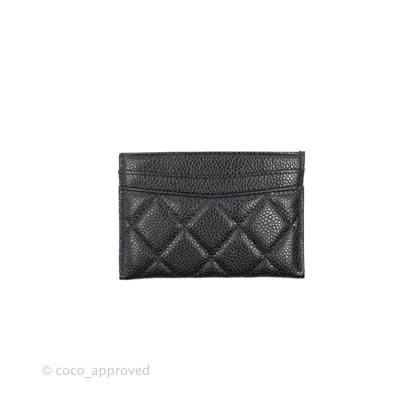 Chanel Classic Flat Card Holder Black Caviar Silver Hardware