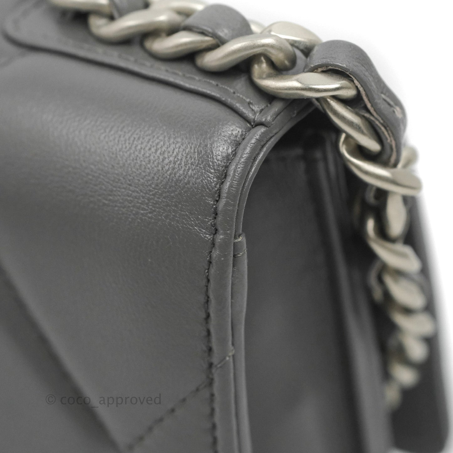 Chanel 19 Wallet on Chain WOC Dark Grey Lambskin Mixed Hardware