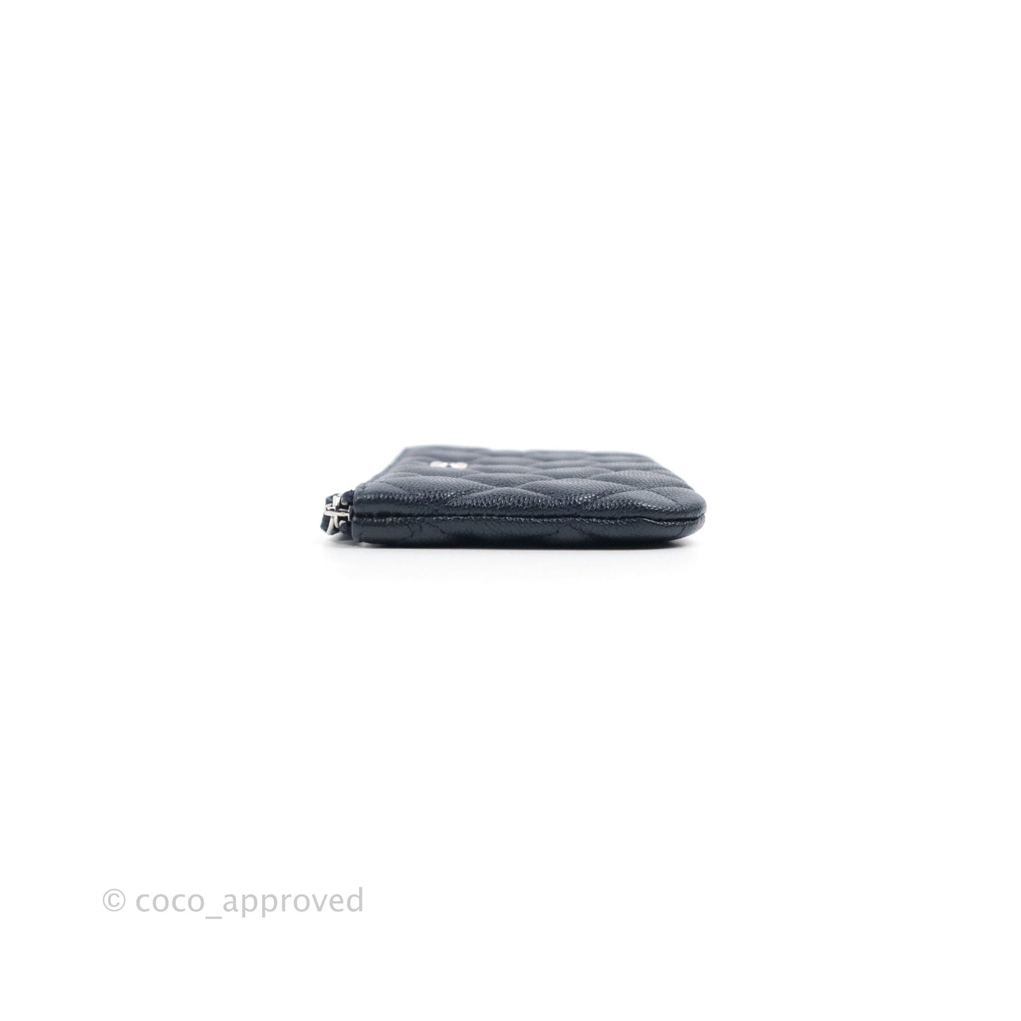 Chanel Quilted Mini O Case Navy Caviar Silver Hardware