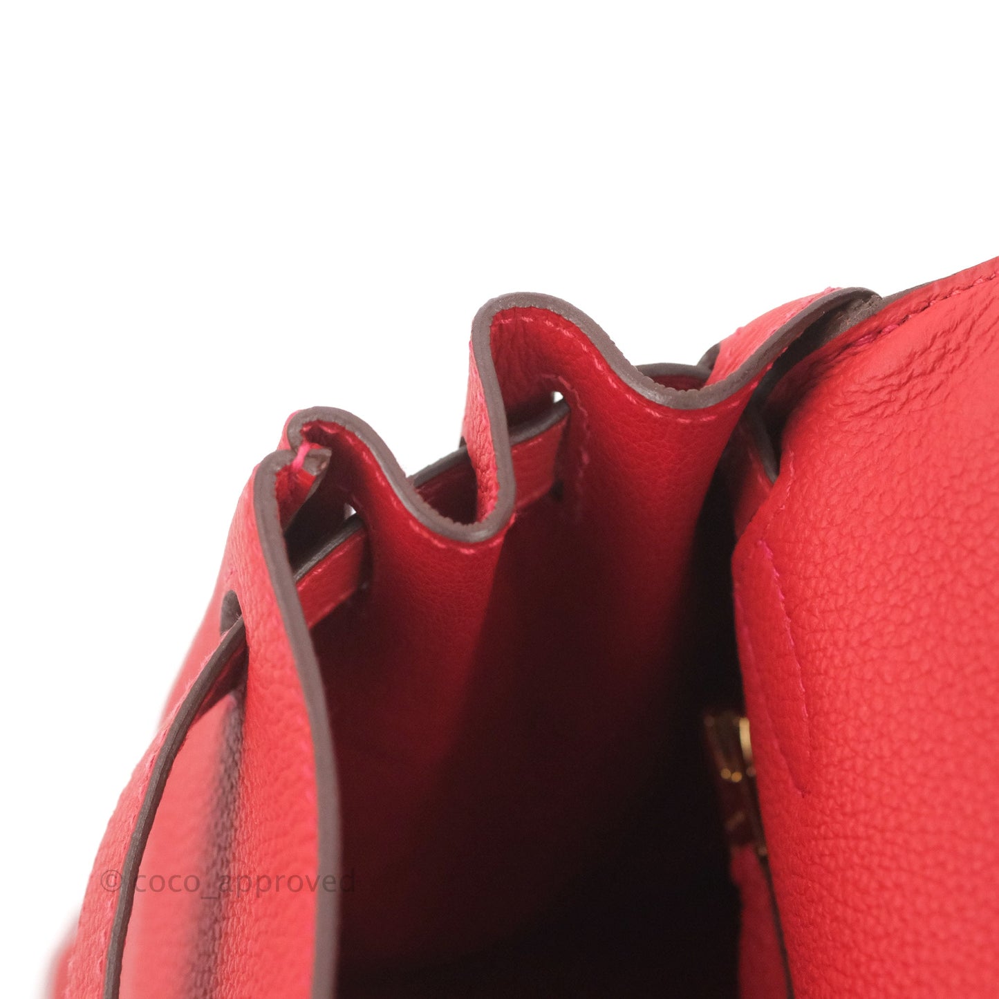 Hermès Retourne Taurillon Kelly 28 Rouge Pivoine Clemence Gold Hardware