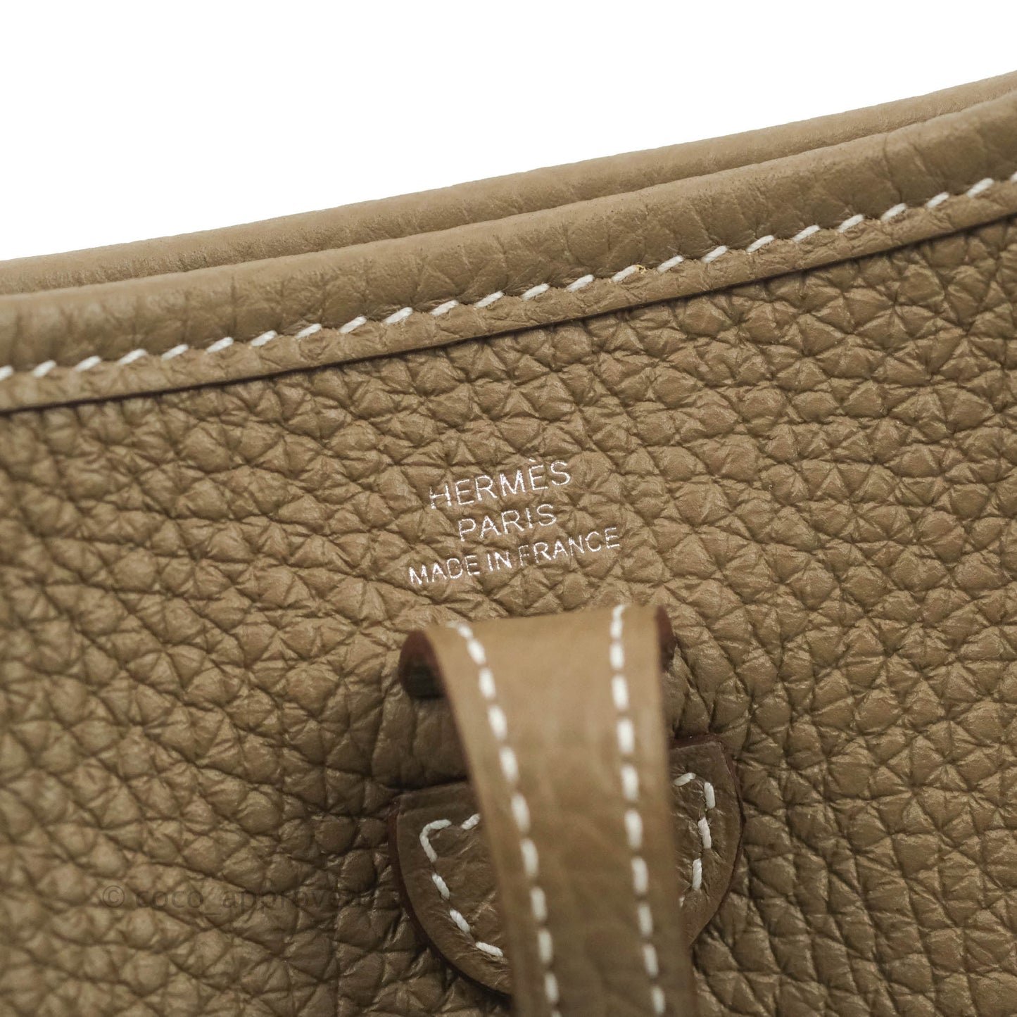 Hermès Mini Evelyne 16 Etoupe Amazone Taurillon Clemence Sangle Wooly Unie Palladium Hardware
