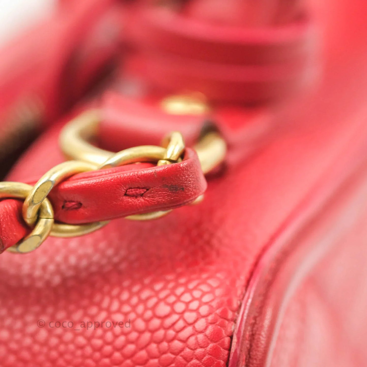 Chanel Quilted Medium CC Filigree Vanity Case Red Caviar Gold Hardware