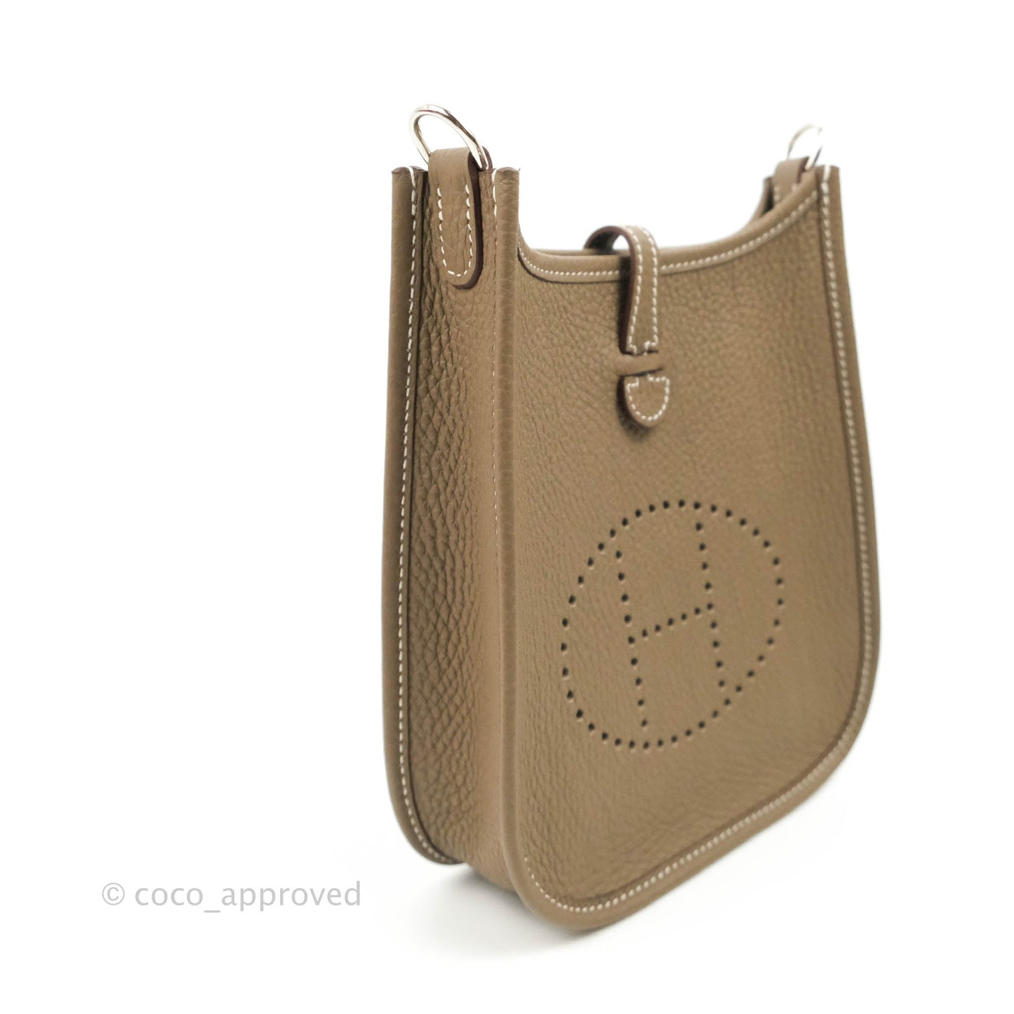 Hermès Mini Evelyne 16 Etoupe Amazone Taurillon Clemence Sangle Wooly Unie Palladium Hardware