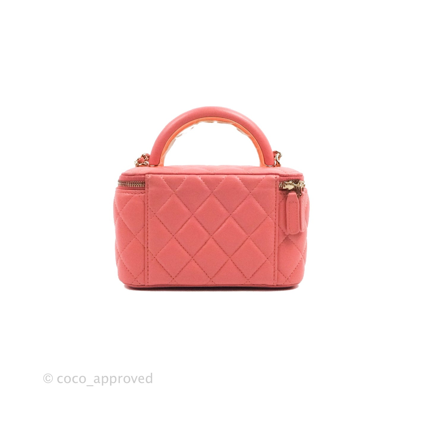 Chanel Vanity Rectangular Top Handle Pink Lambskin Gold Hardware