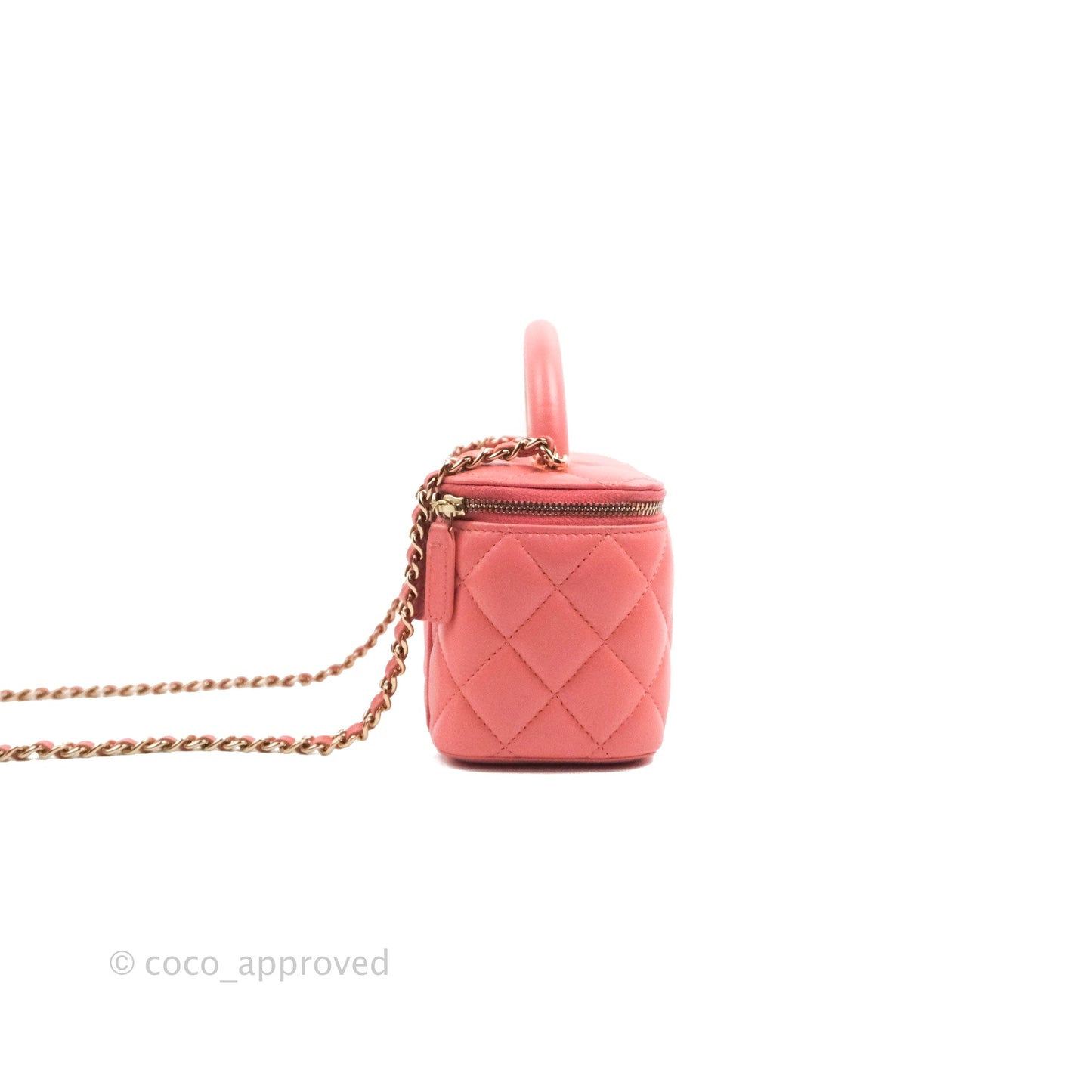 Chanel Vanity Rectangular Top Handle Pink Lambskin Gold Hardware