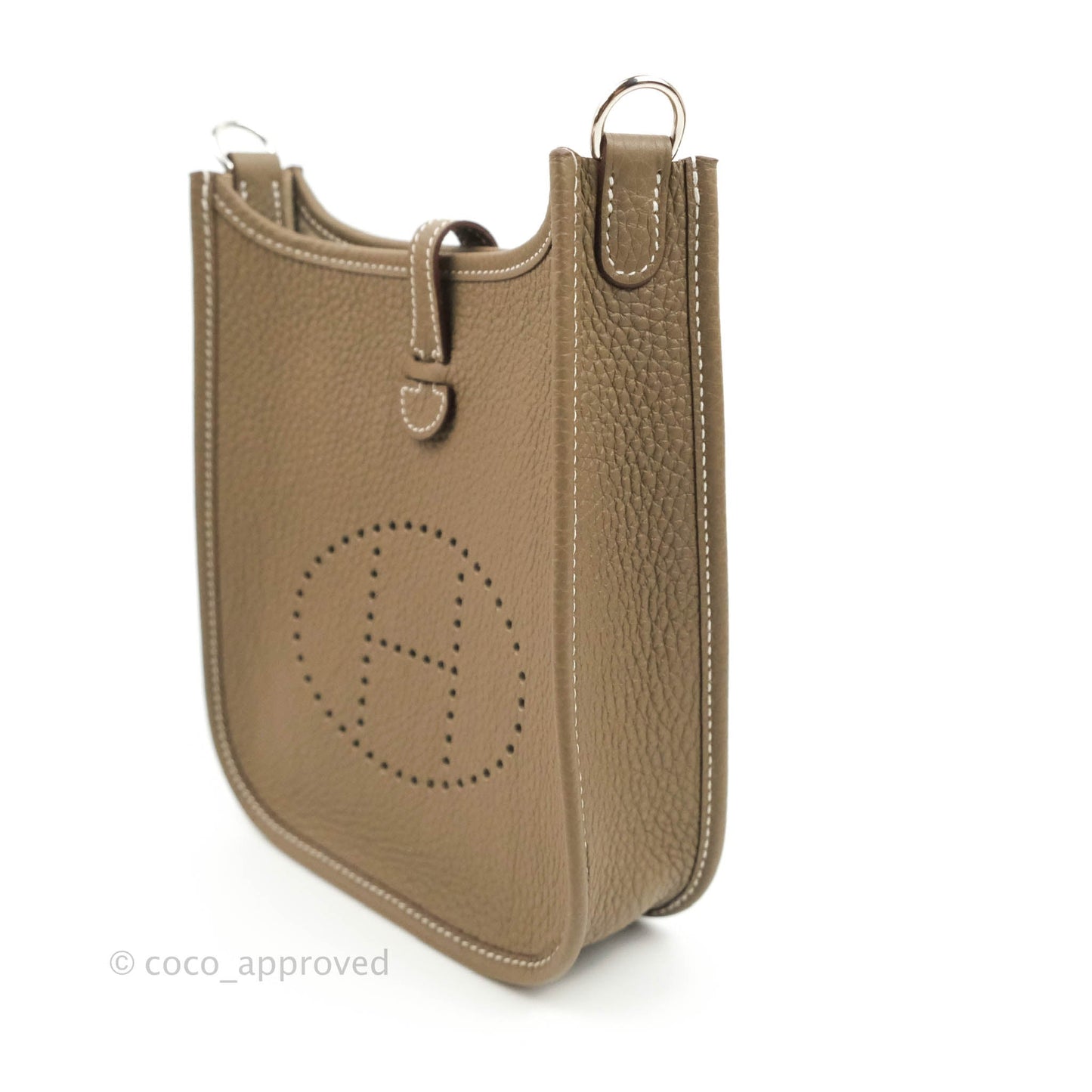 Hermès Mini Evelyne 16 Etoupe Amazone Taurillon Clemence Sangle Wooly Unie Palladium Hardware