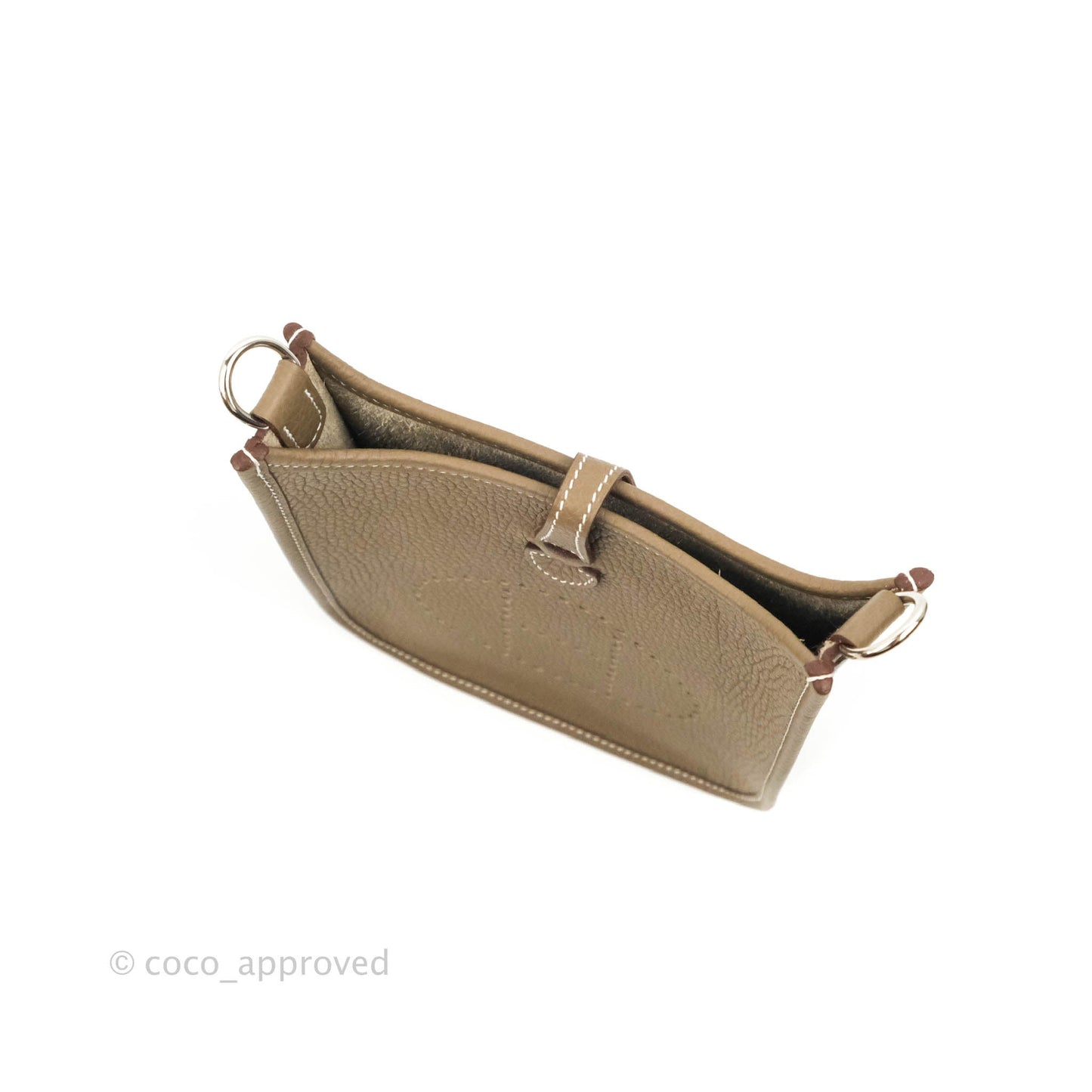 Hermès Mini Evelyne 16 Etoupe Amazone Taurillon Clemence Sangle Wooly Unie Palladium Hardware