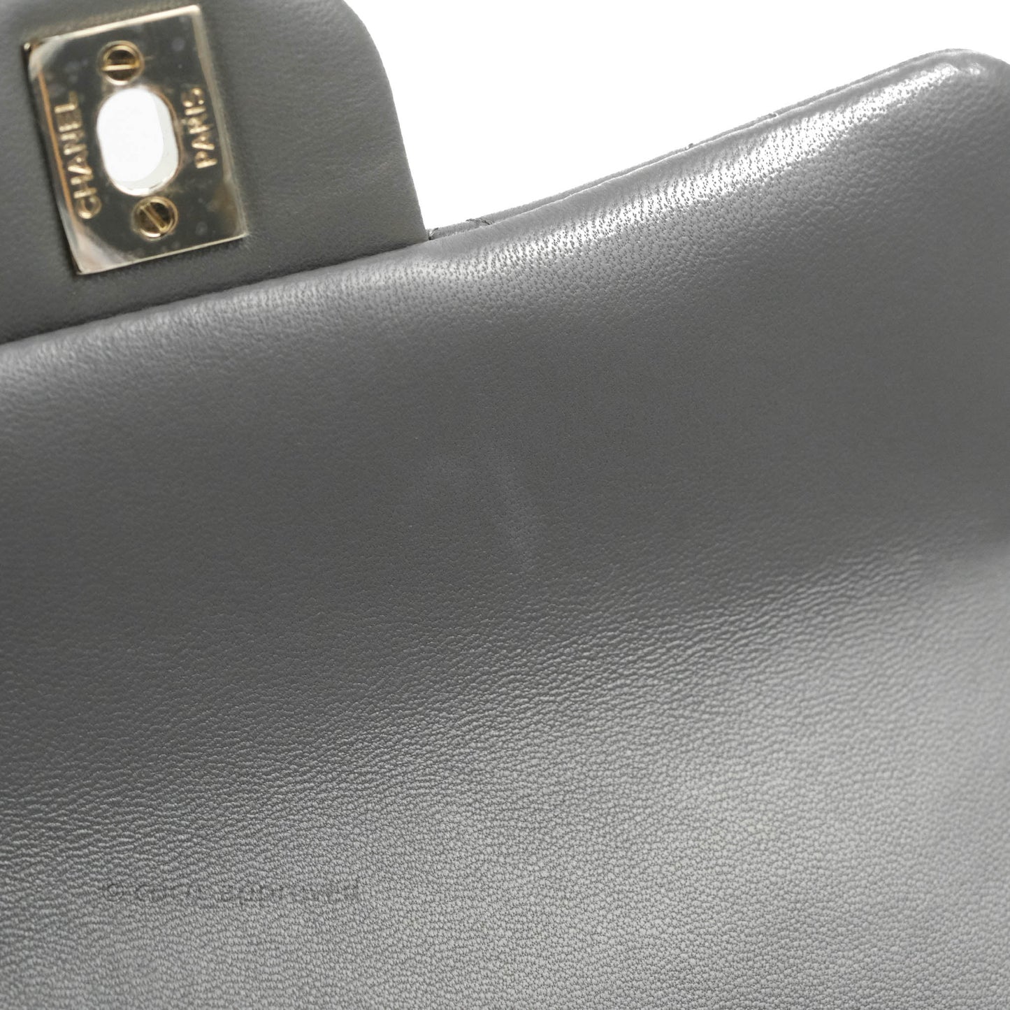 Chanel Top Handle Mini Rectangular Flap Bag Grey Lambskin Gold Hardware