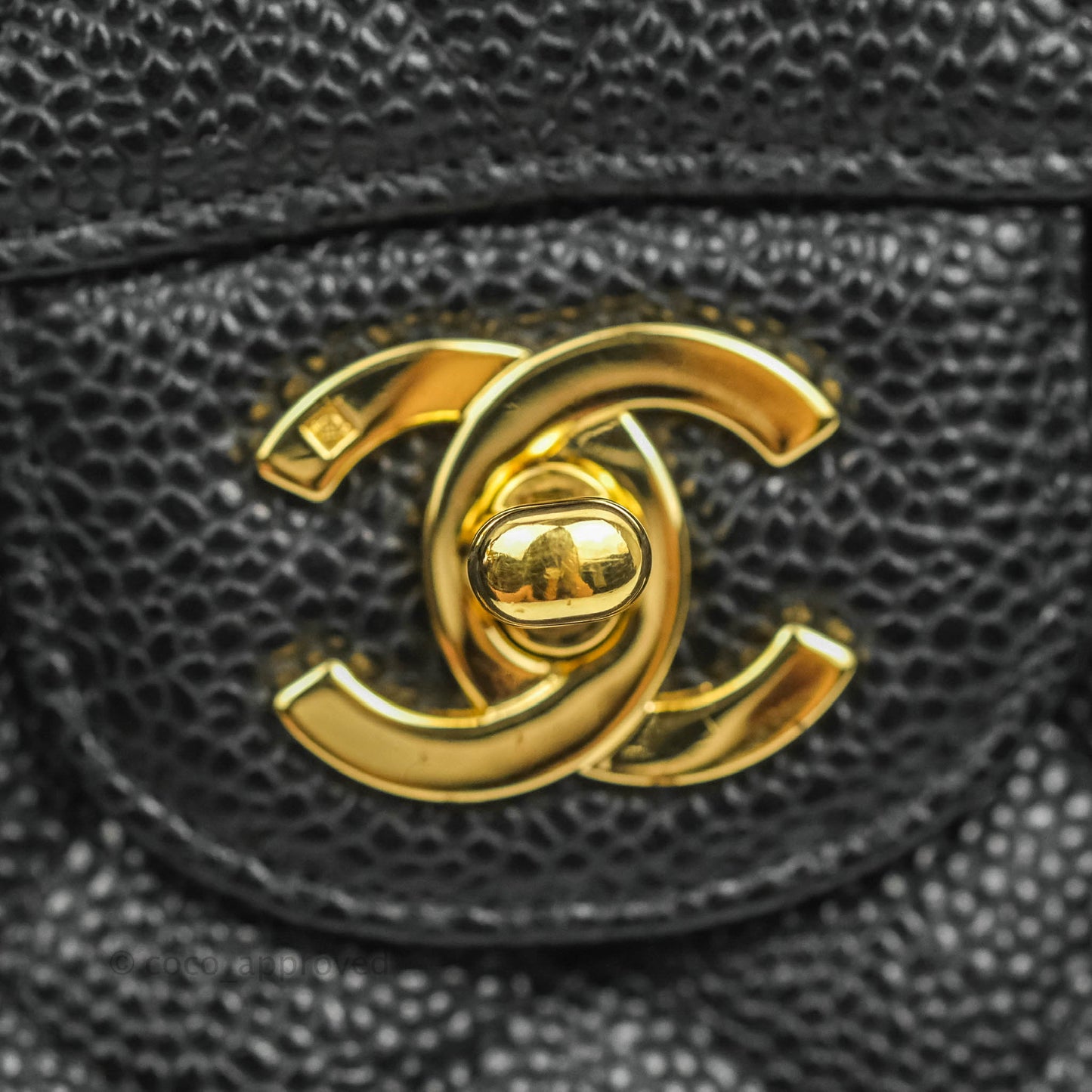 Chanel Classic M/L Medium Double Flap Black Caviar 24k Gold Hardware