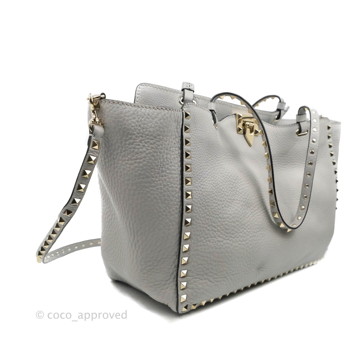 Valentino Garavani Medium Rockstud Bag Grey Grainy Calfskin
