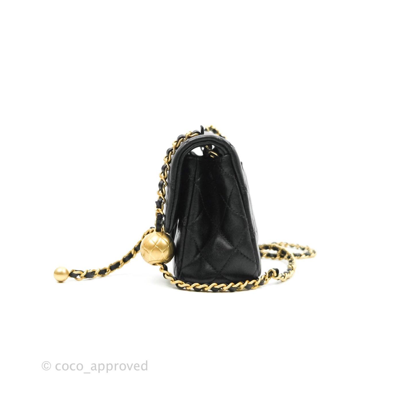 Chanel Mini Rectangular Pearl Crush Quilted Black Lambskin Gold Hardware