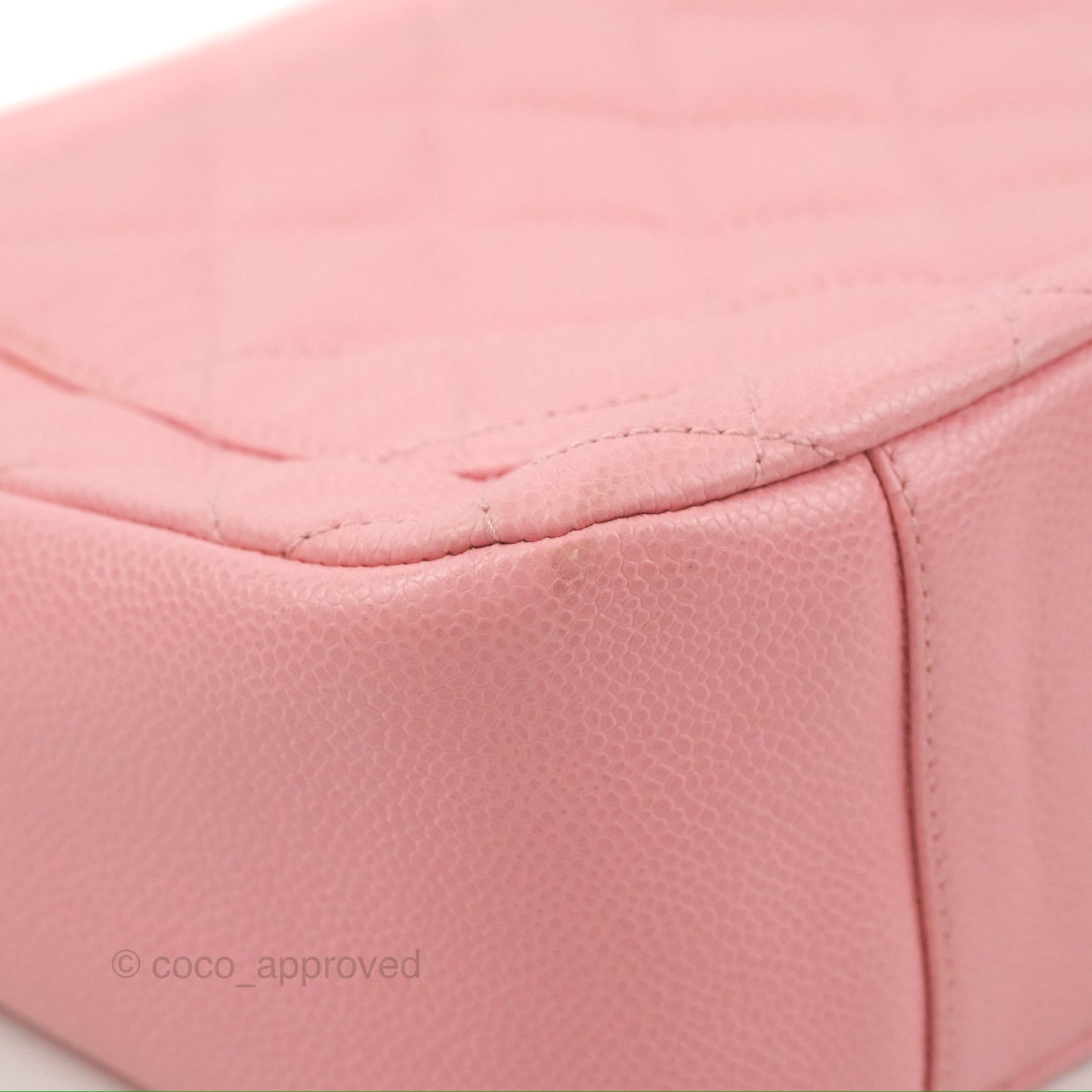 Chanel Vintage CC Quilted Shoulder Bag Pink Caviar Gold Hardware