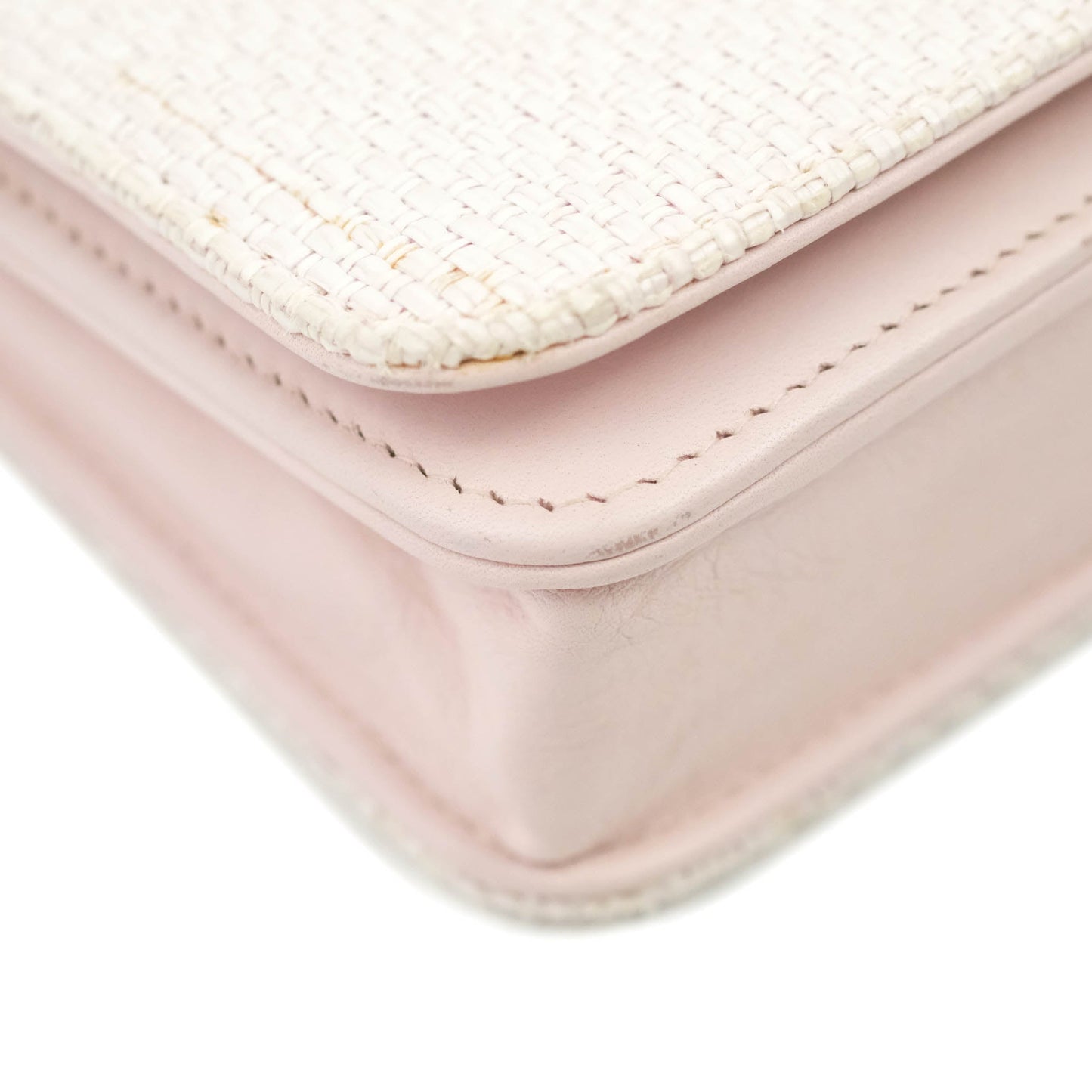 Chanel Deauville Wallet On Chain WOC Pink Canvas Silver Hardware