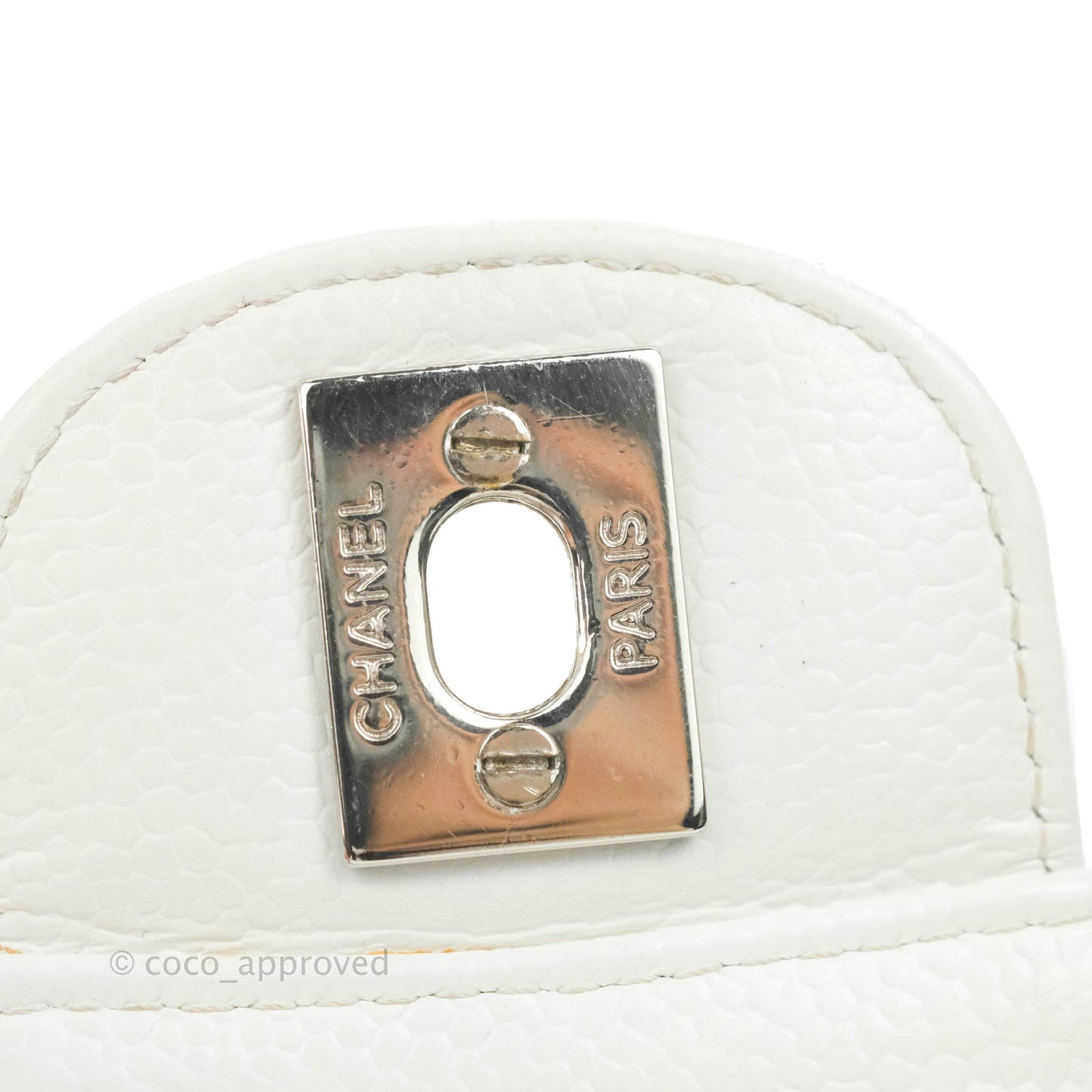 Chanel Classic M/L Medium Double Flap White Caviar Silver Hardware