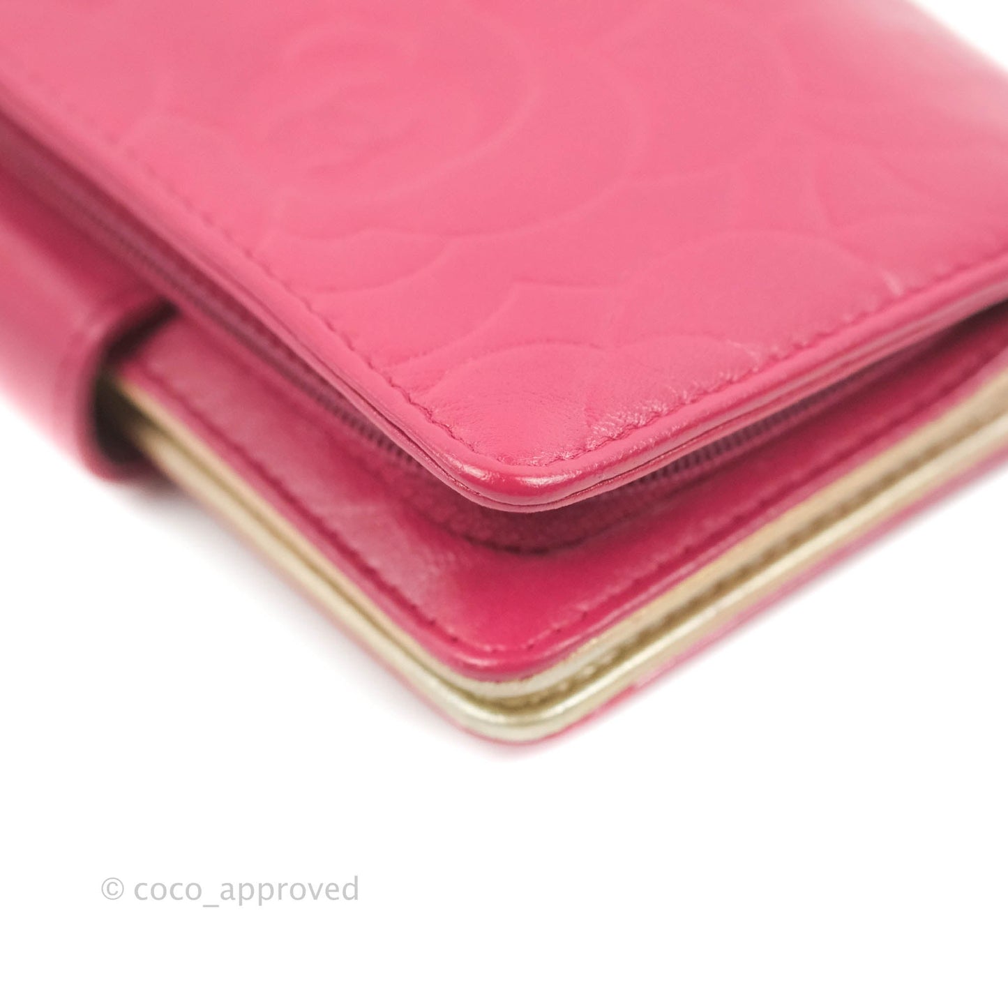 Chanel Wallet in Pink Camellia Embossed Lambskin