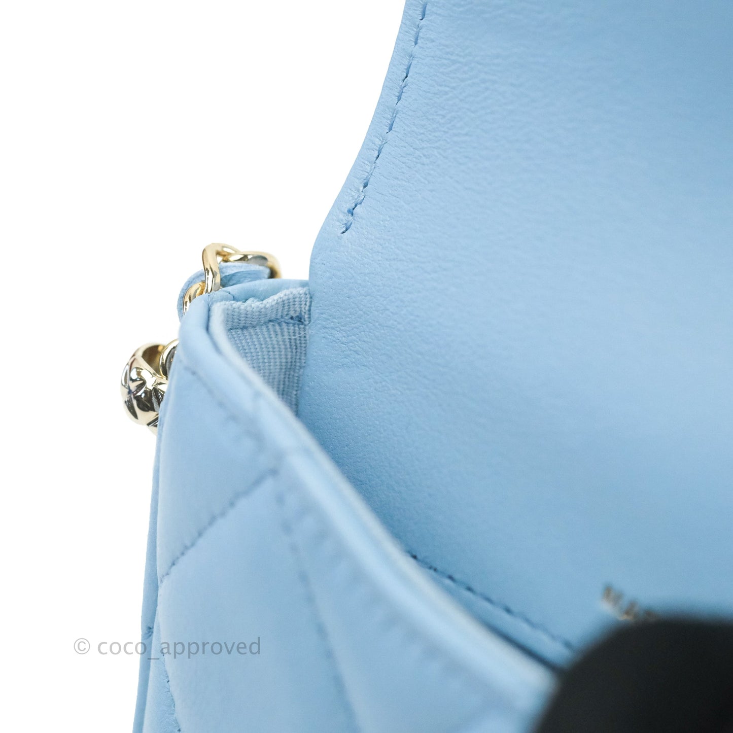 Chanel Mini Clutch With Chain Blue Lambskin Gold Hardware