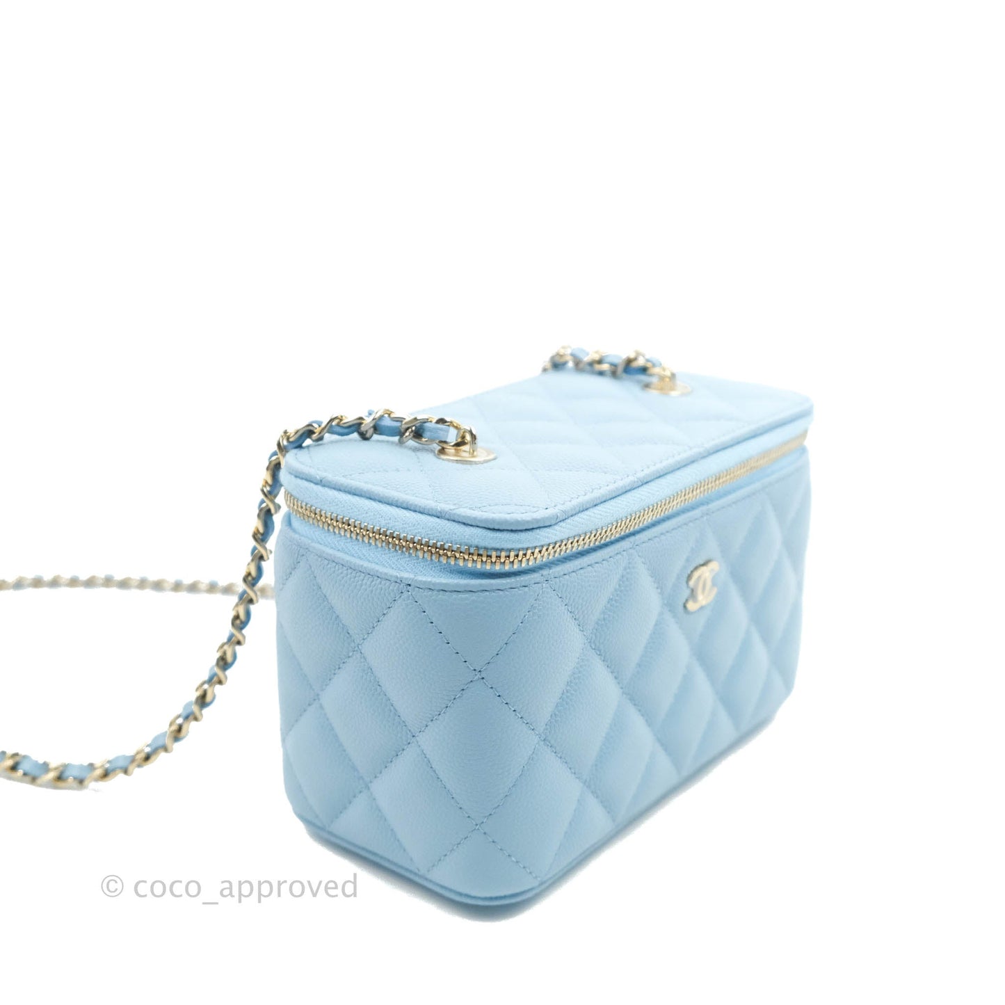 Chanel Vanity with Chain Blue Caviar Gold Hardware 22S