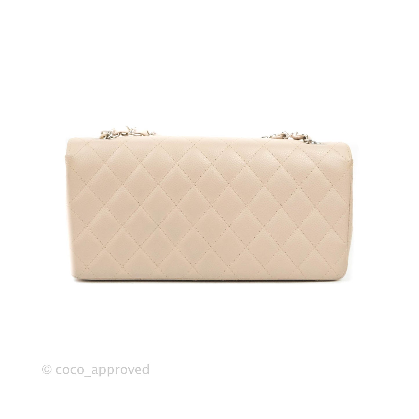 Chanel Quilted East West Flap Pale Pink Caviar Silver Hardware