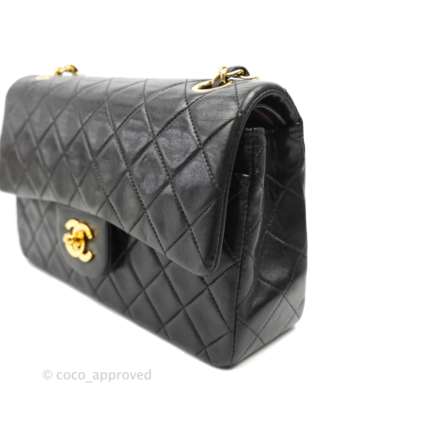 Chanel Classic Vintage Small S/M Flap Black Lambskin 24K Gold Hardware