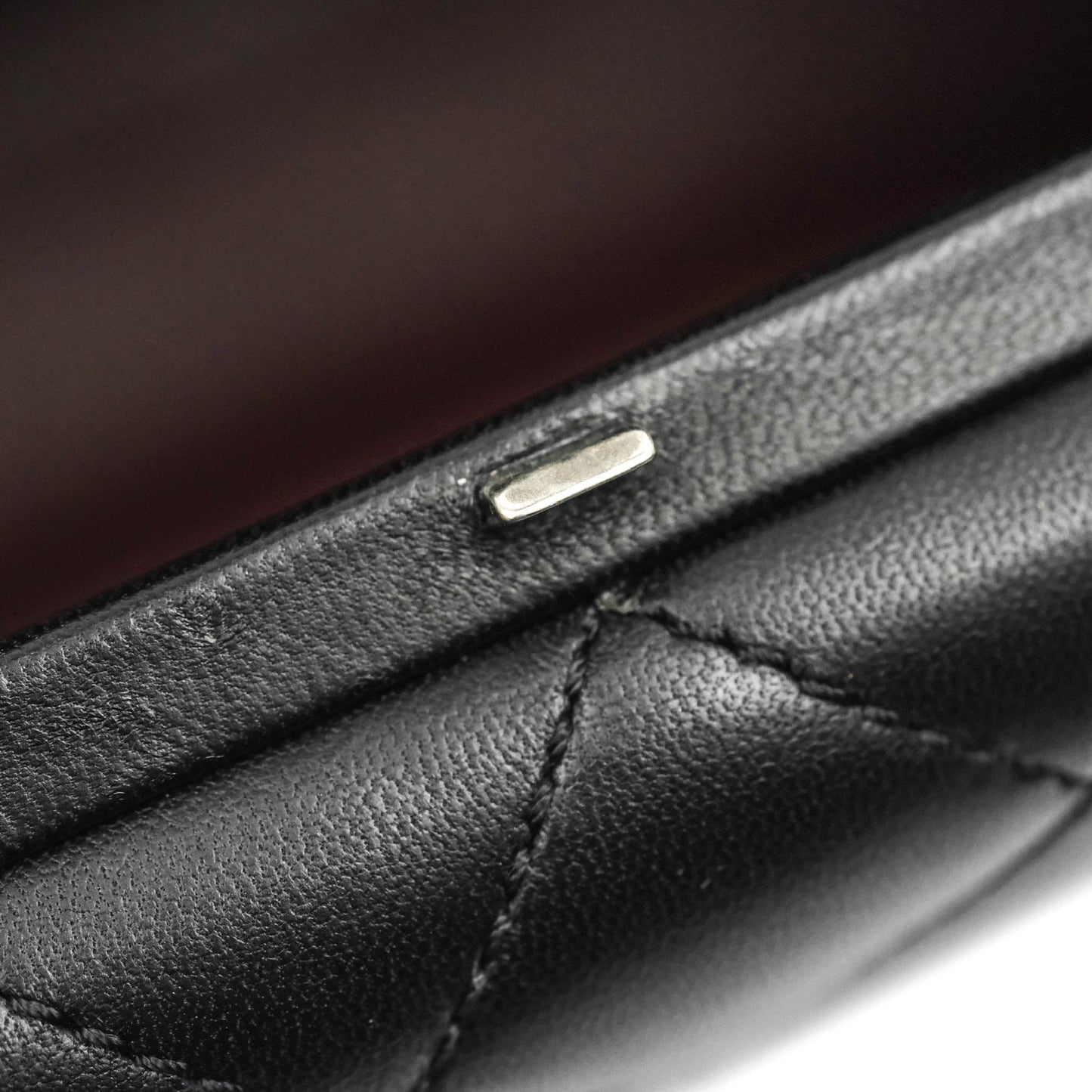 Chanel Quilted CC Kisslock Box With Chain Black Lambskin Ruthenium Hardware