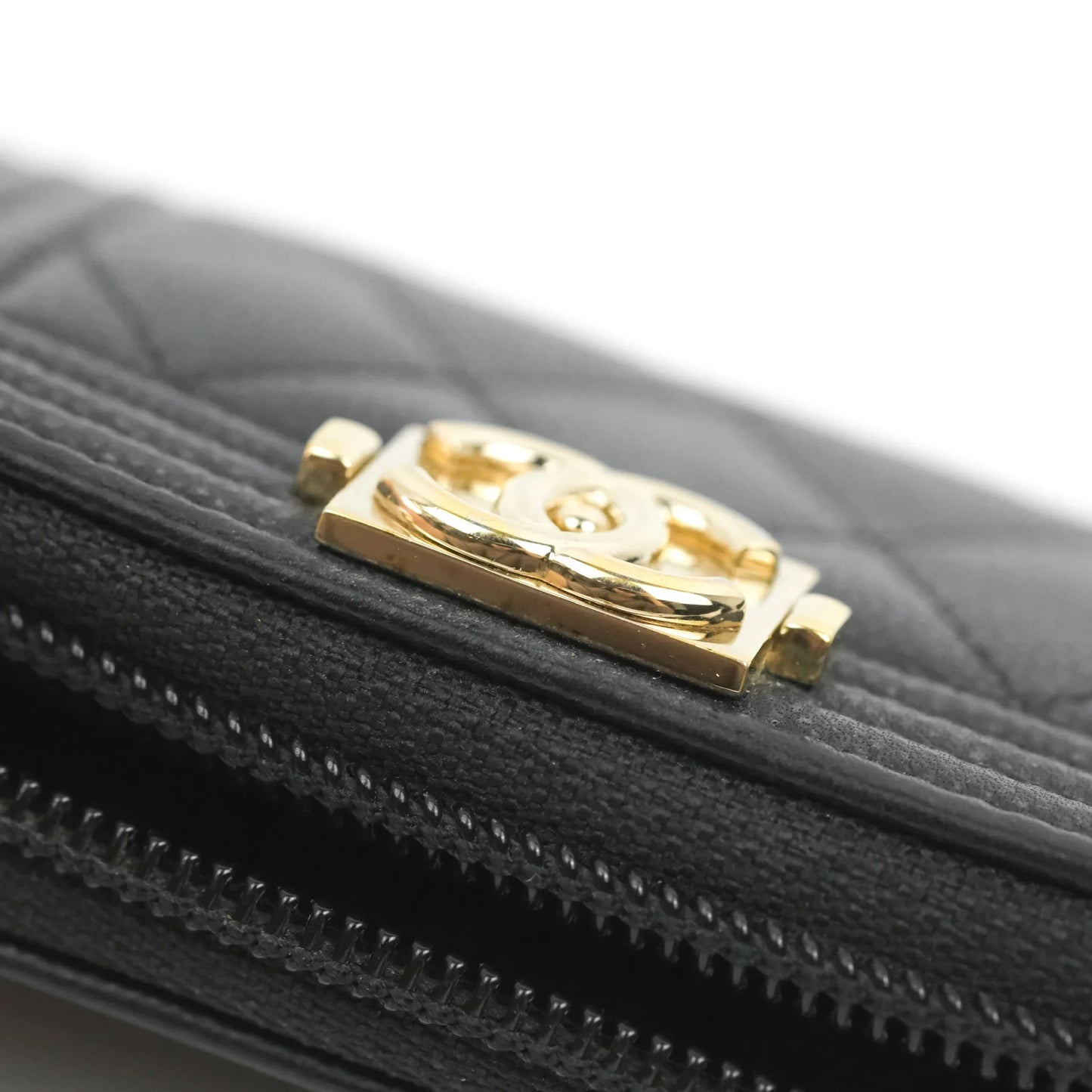 Chanel Boy Zipped Coin Purse Black Caviar Gold Hardware