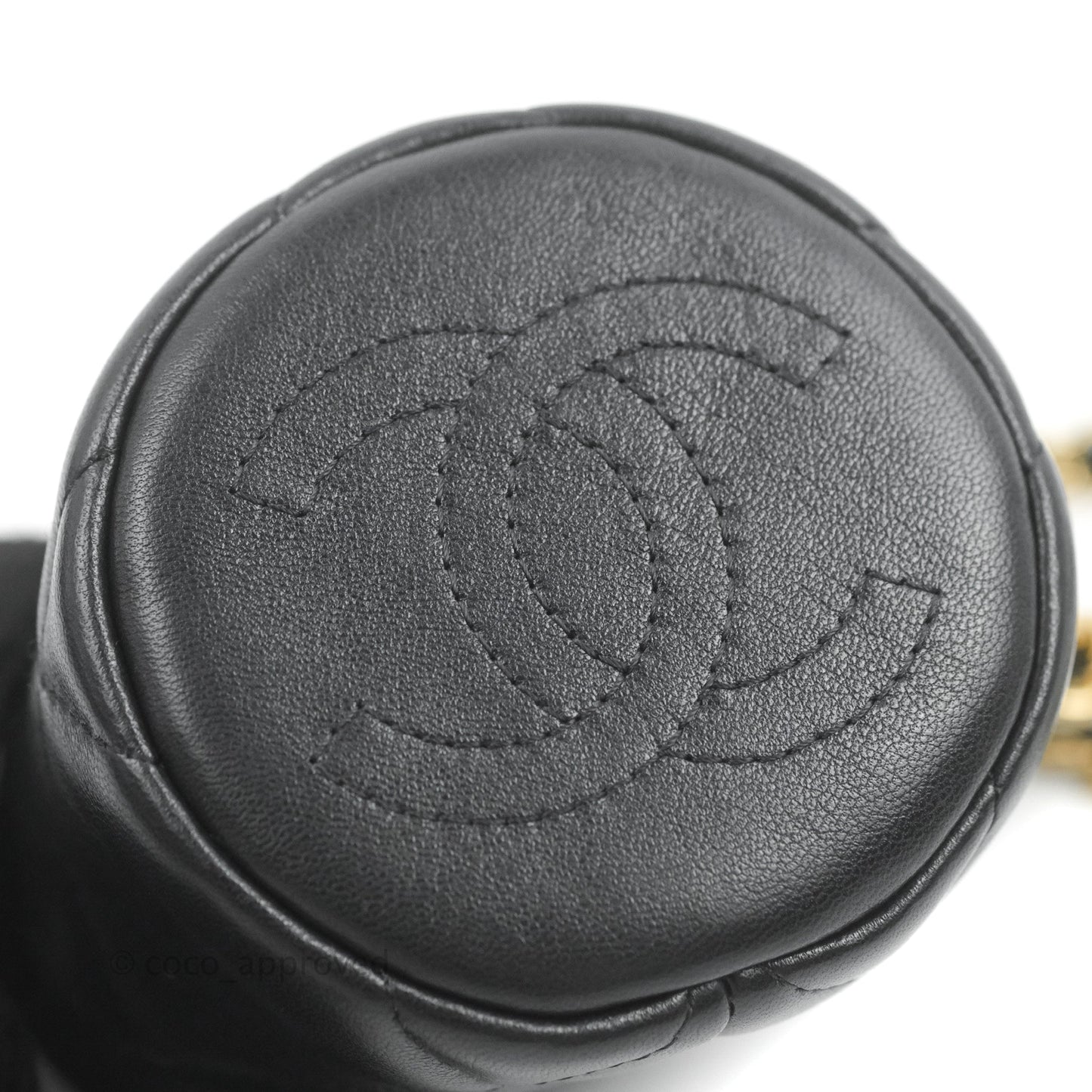 Chanel Mini Bucket Bag with Fluffy Chain Black Lambskin Gold Hardware