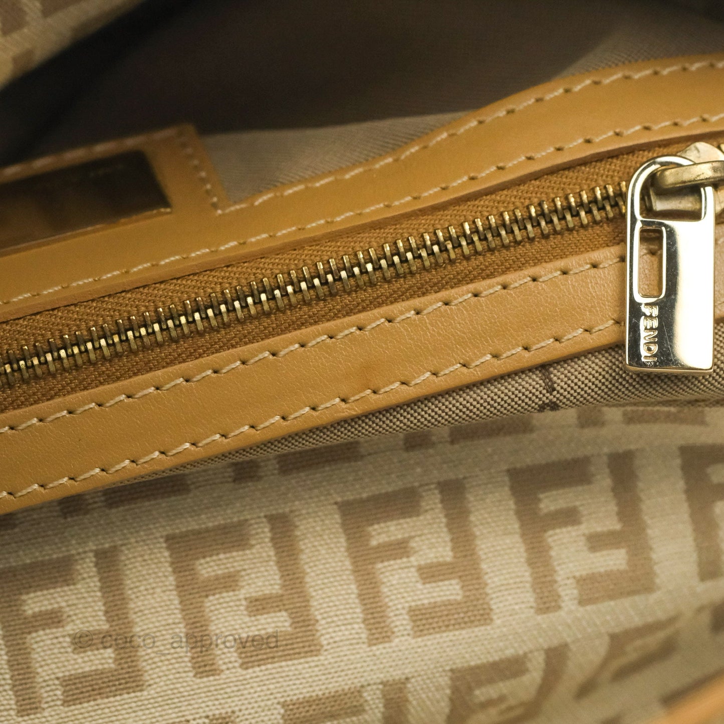 Fendi Vintage Baguette Shoulder Bag Beige Zucchino Canvas
