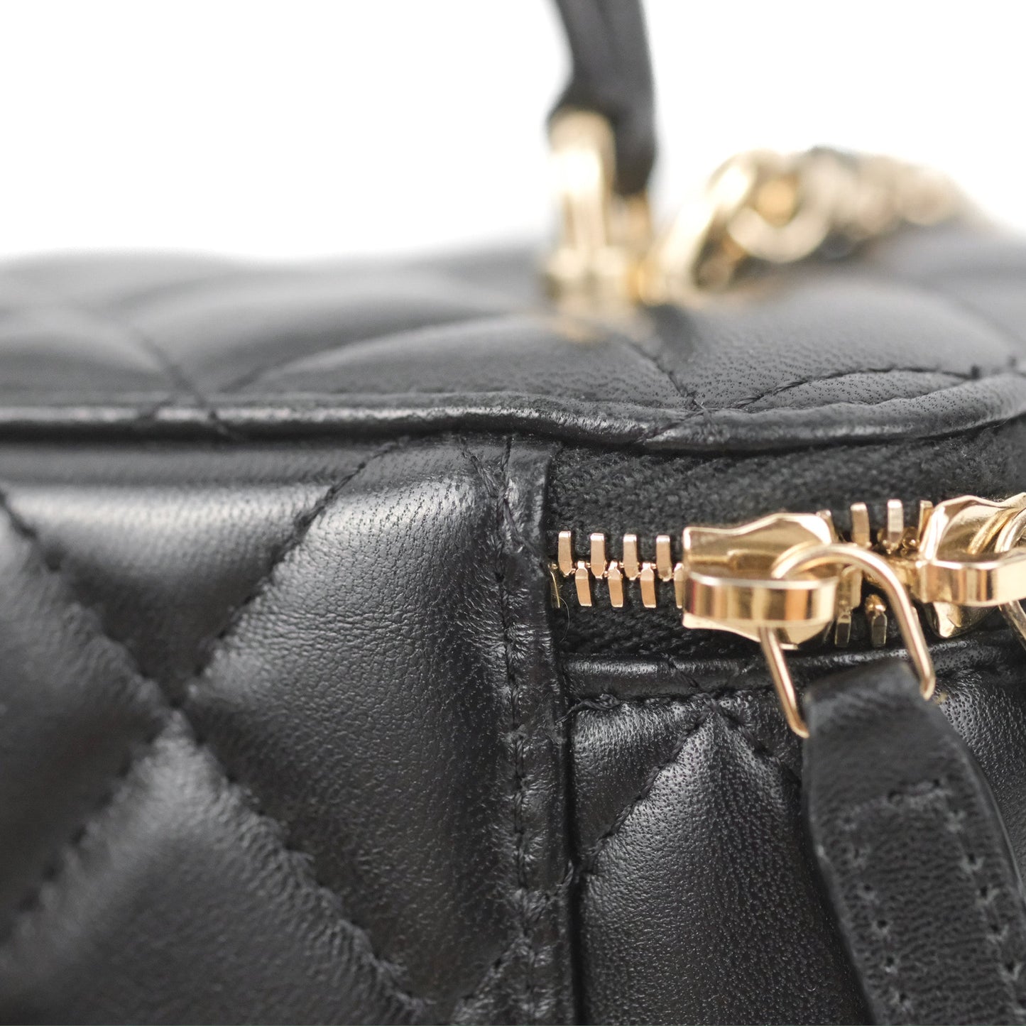 Chanel Vanity Rectangular Top Handle Black Lambskin Gold Hardware