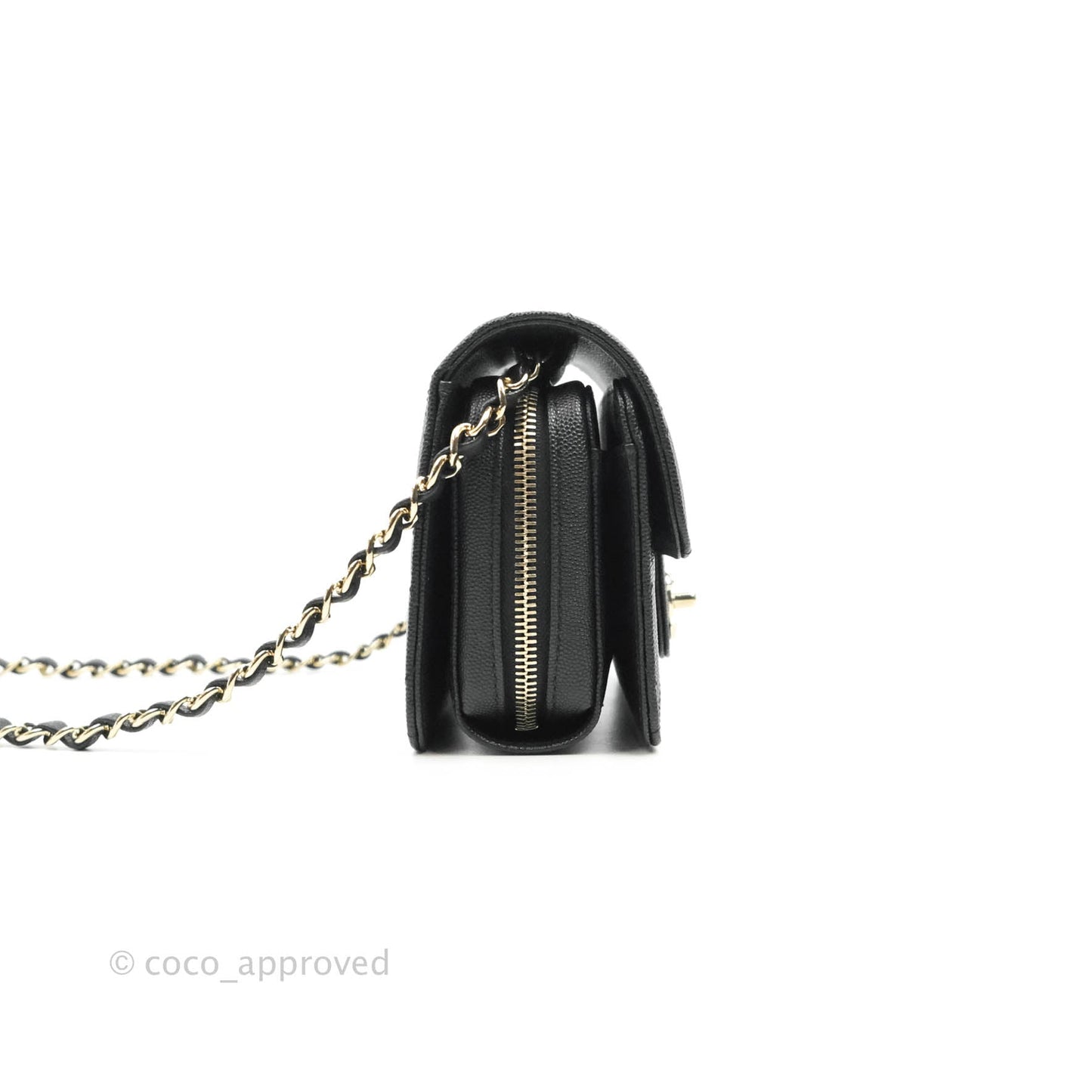 Chanel Quilted Small Like The Wallet Flap Black Caviar Light Gold Hardware 22C