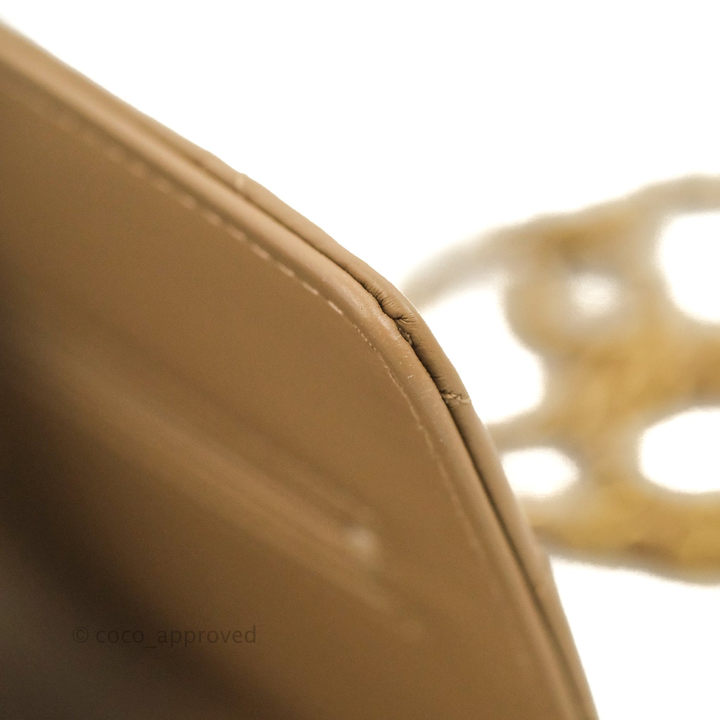 Chanel Quilted Pearl Crush Wallet on Chain WOC Beige Lambskin Aged Gold Hardware