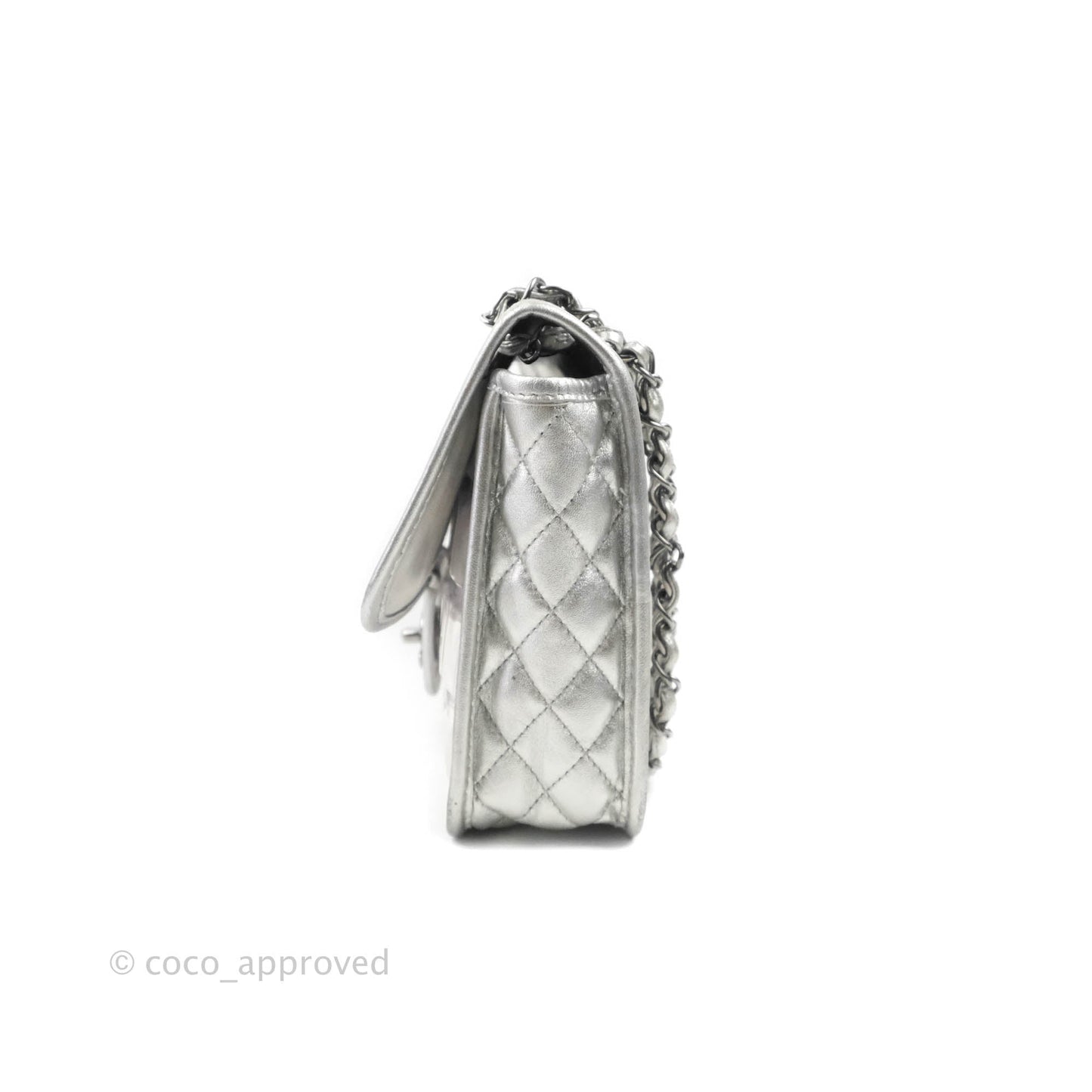 Chanel Vinyl Ice Cube Flap Bag Metallic Silver Silver Hardware