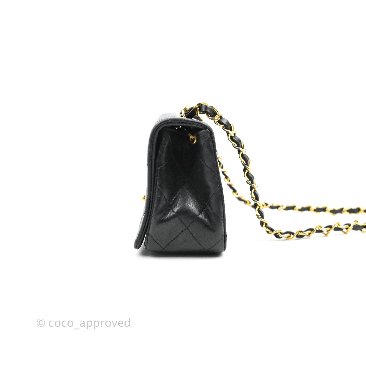 Chanel Vintage Small Single Full Flap Bag Black Lambskin 24K Gold Hardware