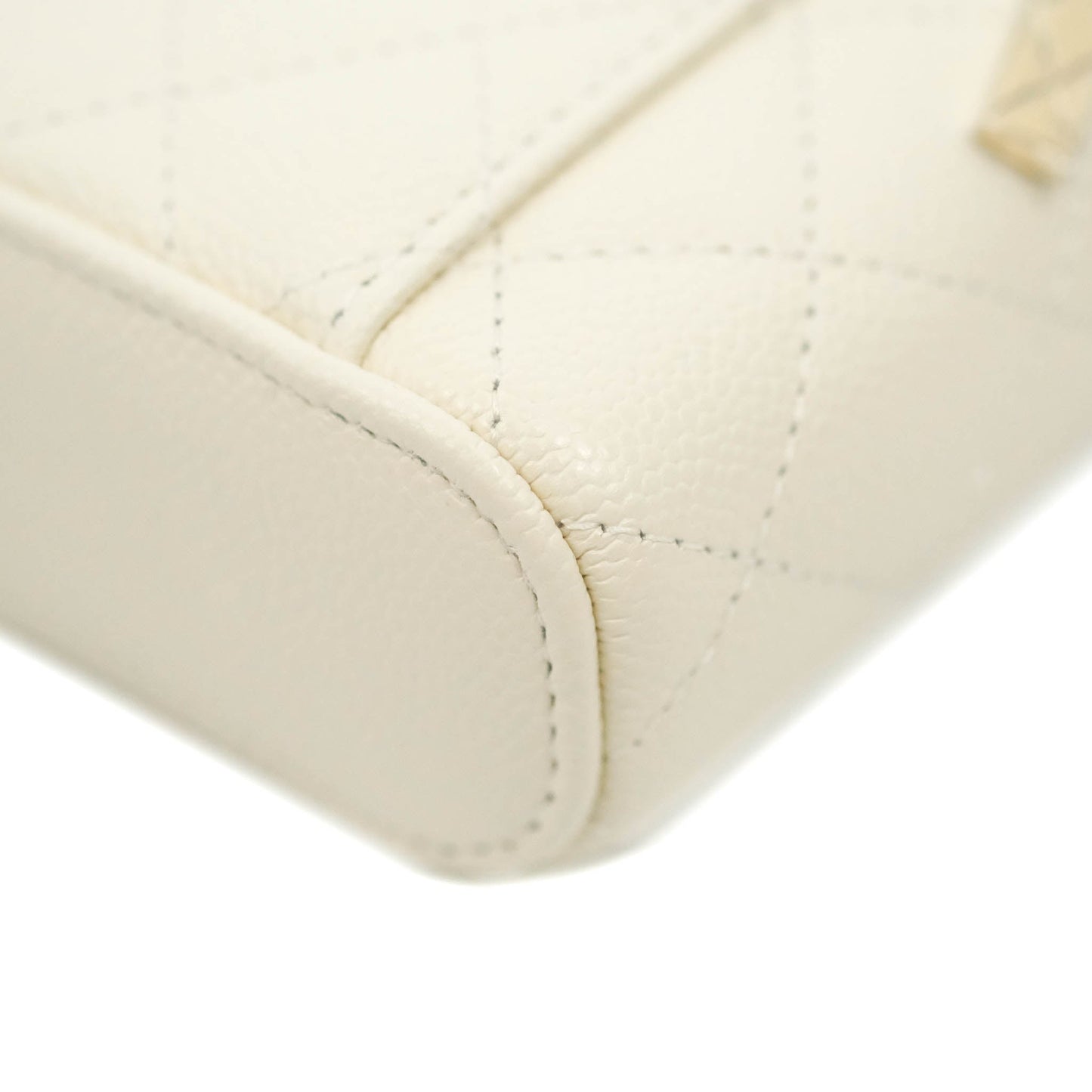 Chanel Quilted Small Handle With Care Vanity Case With Chain White Caviar Gold Hardware