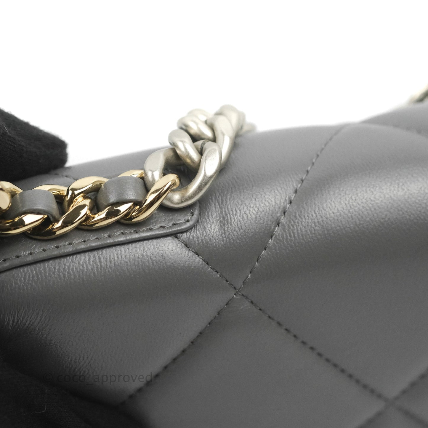 Chanel 19 Wallet on Chain WOC Dark Grey Lambskin Mixed Hardware
