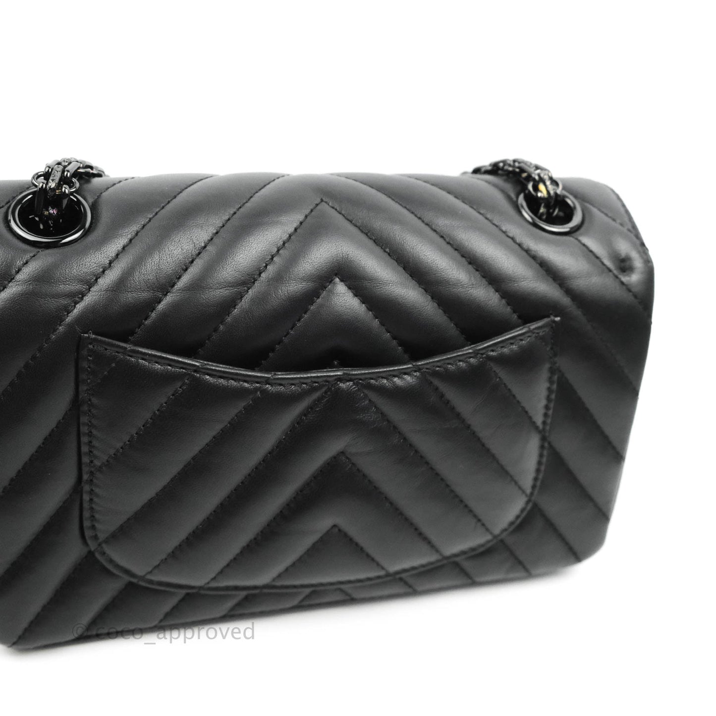 Chanel Mini Reissue 224 So Black Chevron Calfskin Black Hardware