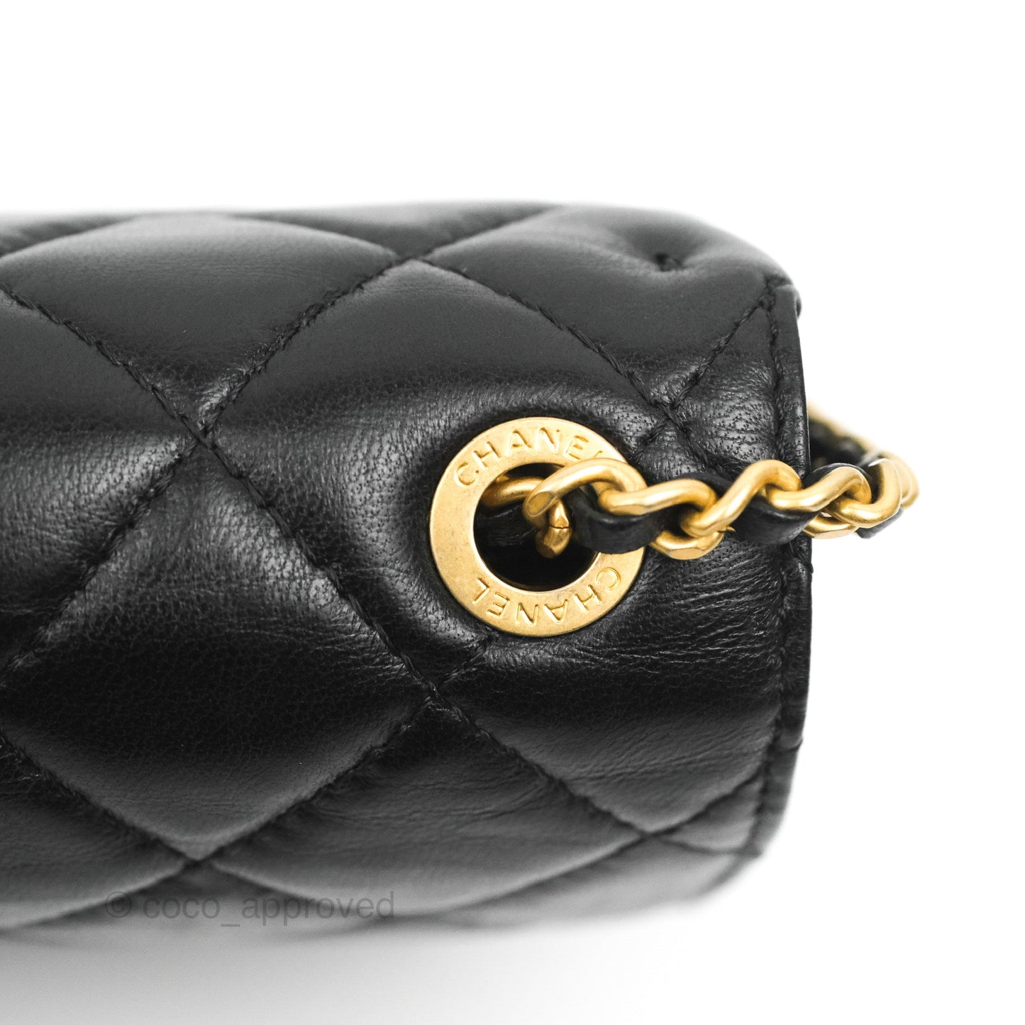Chanel Flap Bag Black Lambskin Aged Gold Hardware
