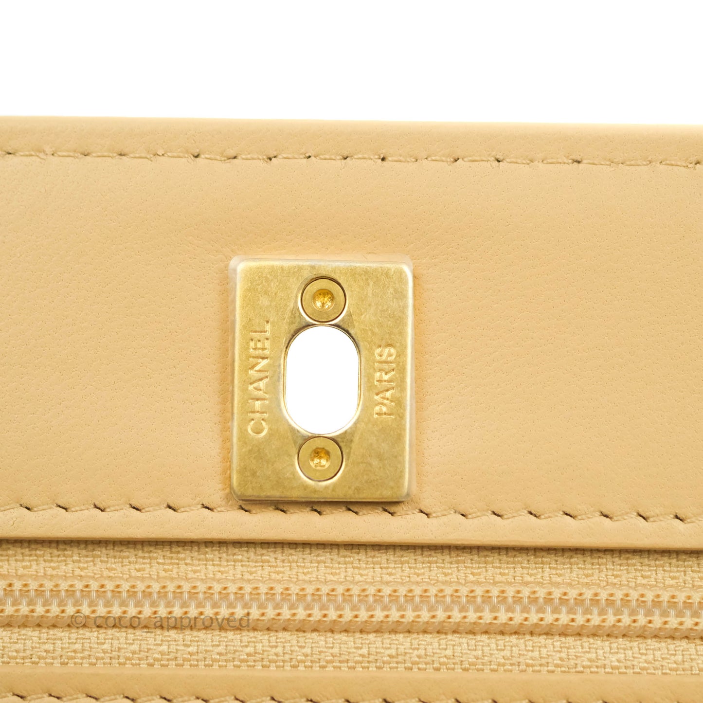 Chanel Quilted Pearl Crush Wallet on Chain WOC Beige Lambskin Aged Gold Hardware