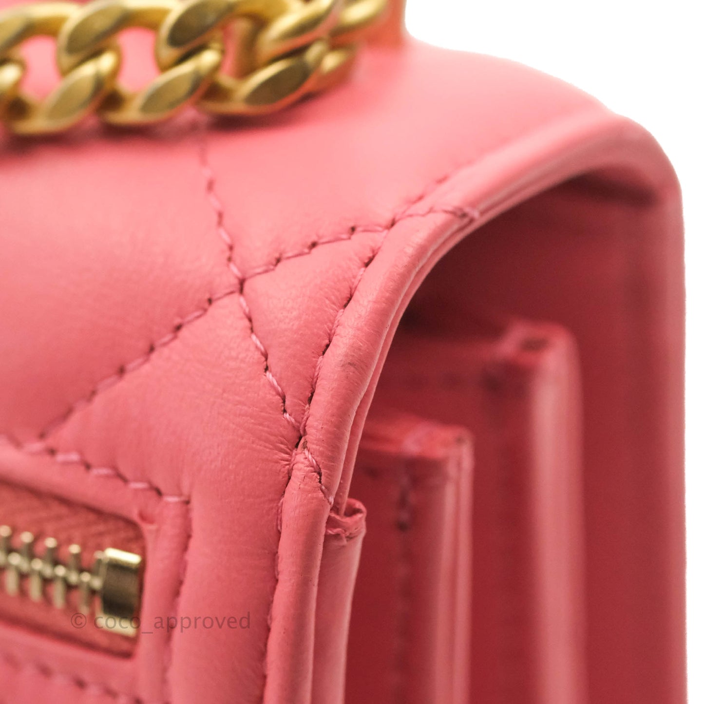 Chanel Clutch with Chain Pink Lambskin Enamel Gold Hardware