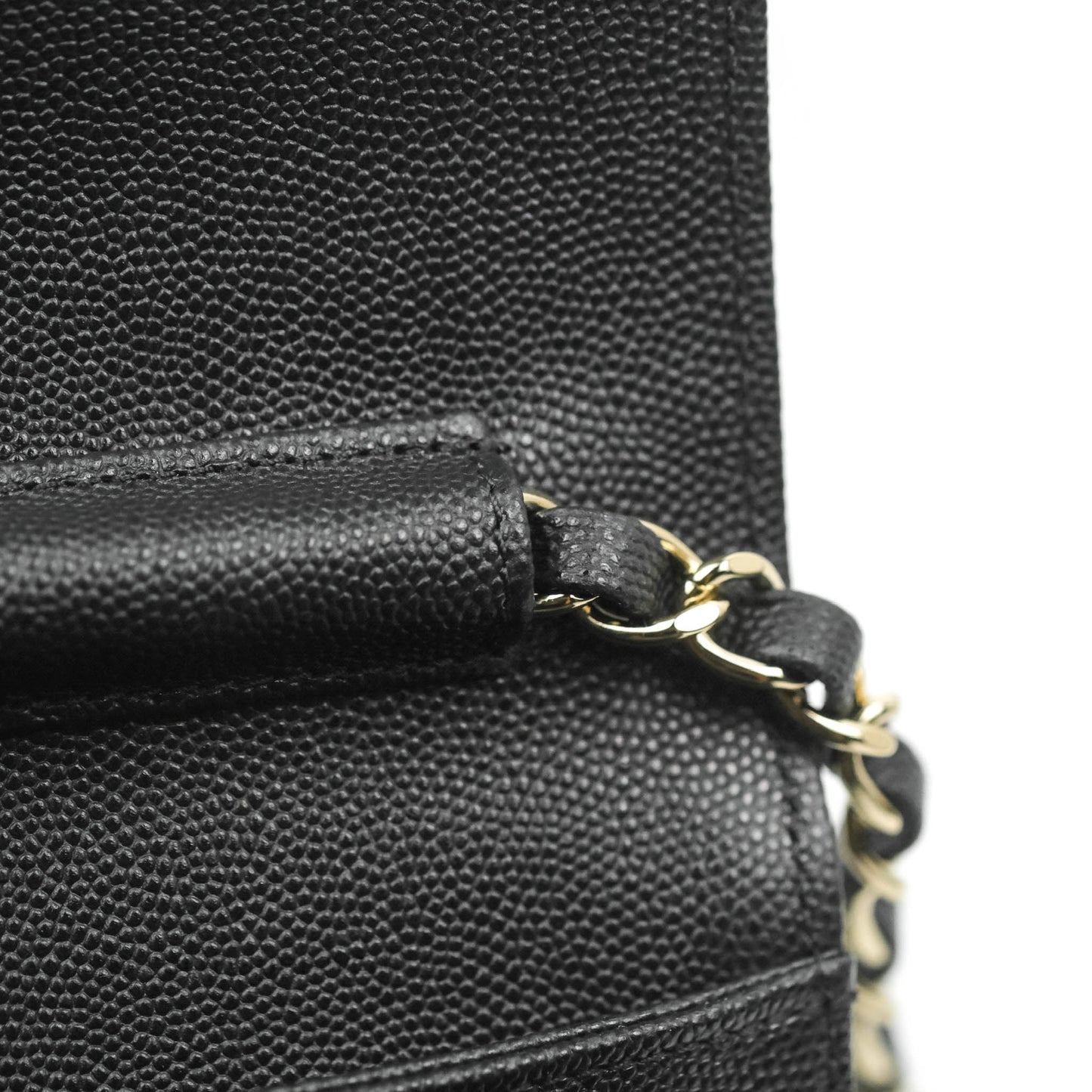 Chanel Quilted Small Like The Wallet Flap Black Caviar Light Gold Hardware 22C