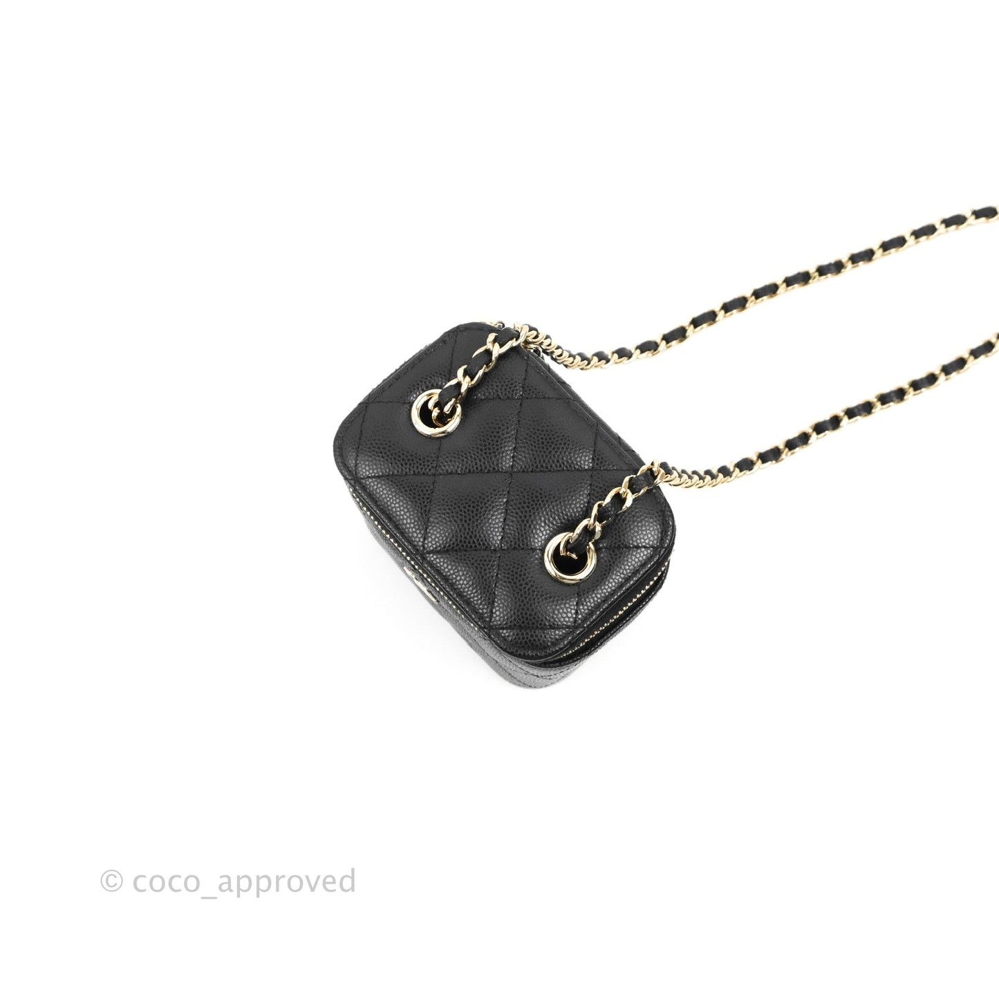 Chanel Mini Vanity With Chain Black Caviar Gold Hardware